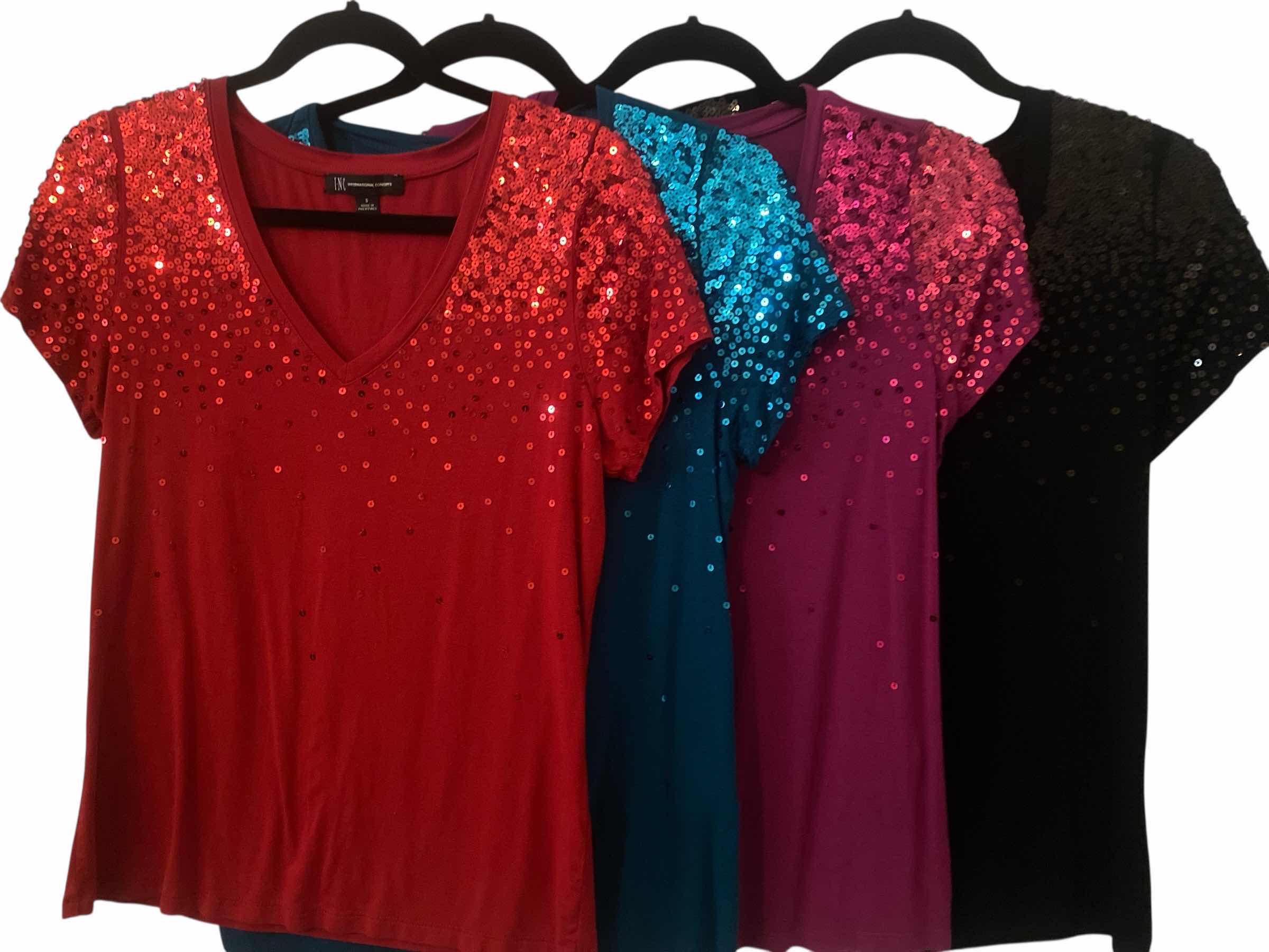 Photo 1 of 4 - WOMENS INC V NECK TEES WITH SEQUIN DETAIL SIZE SMALL