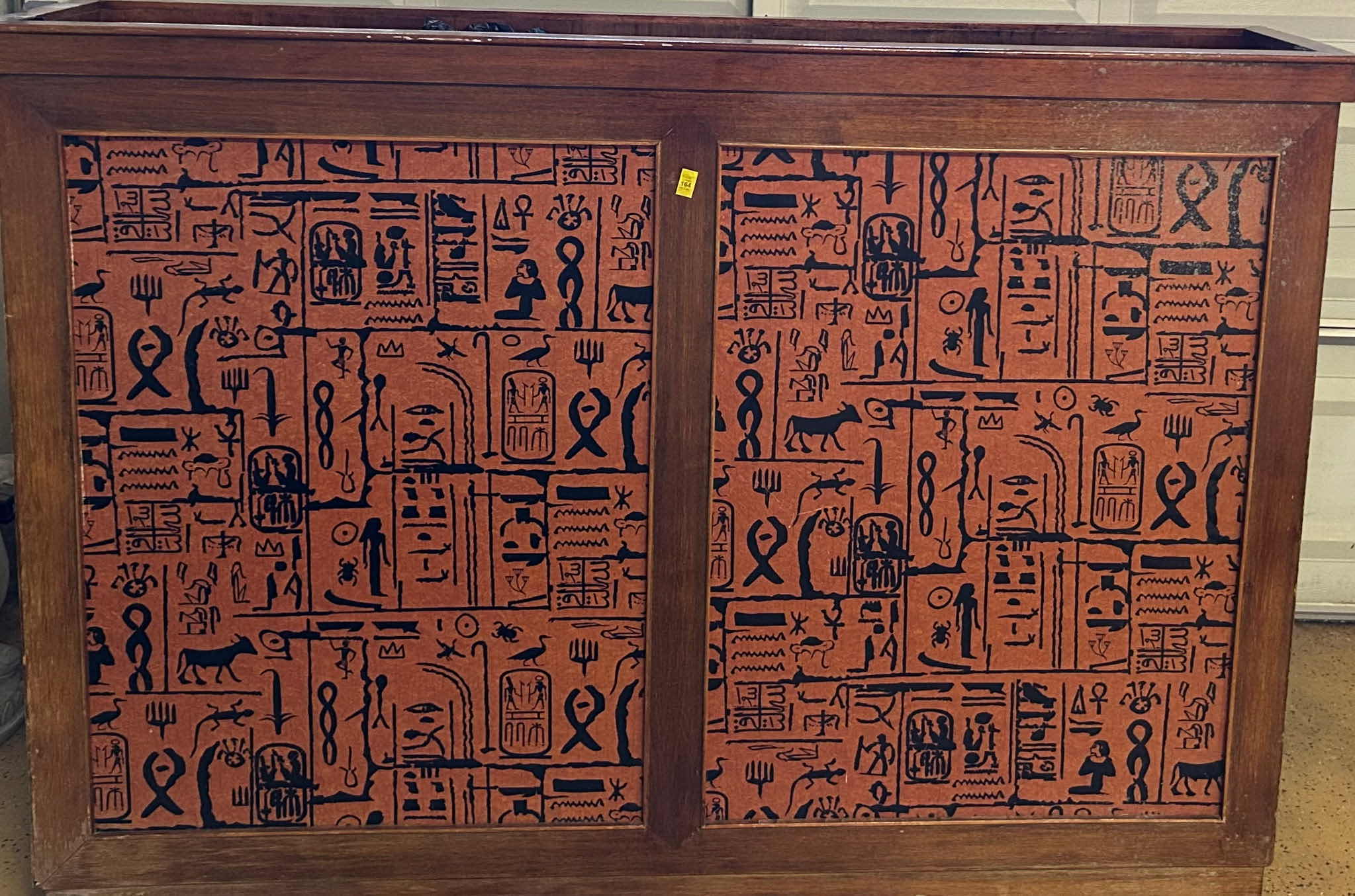 Photo 1 of UNIQUE SOLID WOOD BAR WITH FRONT & BACK HIEROGLYPHICS PANELS, NO STORAGE INSIDE BAR 62“ x 13“ H 45” (NO TOP)