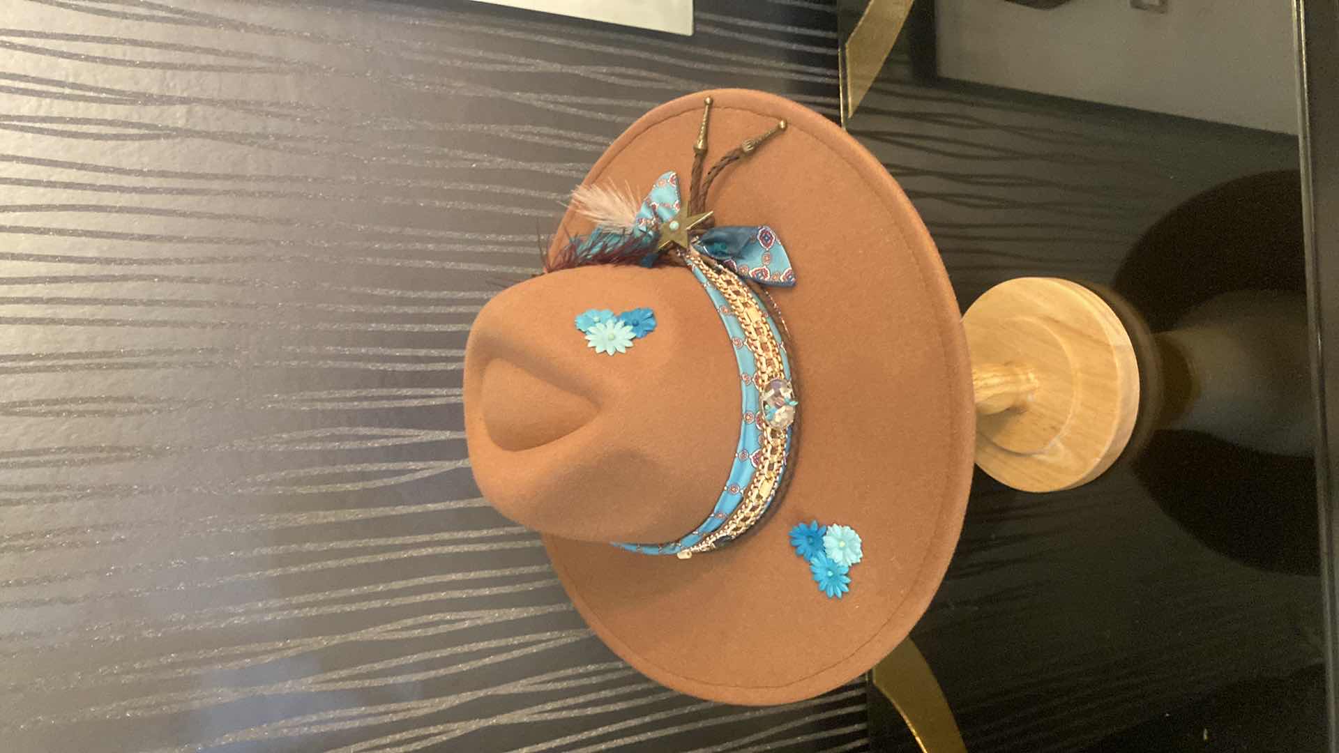 Photo 1 of CUSTOM DECORATED FEDORA WITH INTERIOR RIBBON TO ADJUST FIT