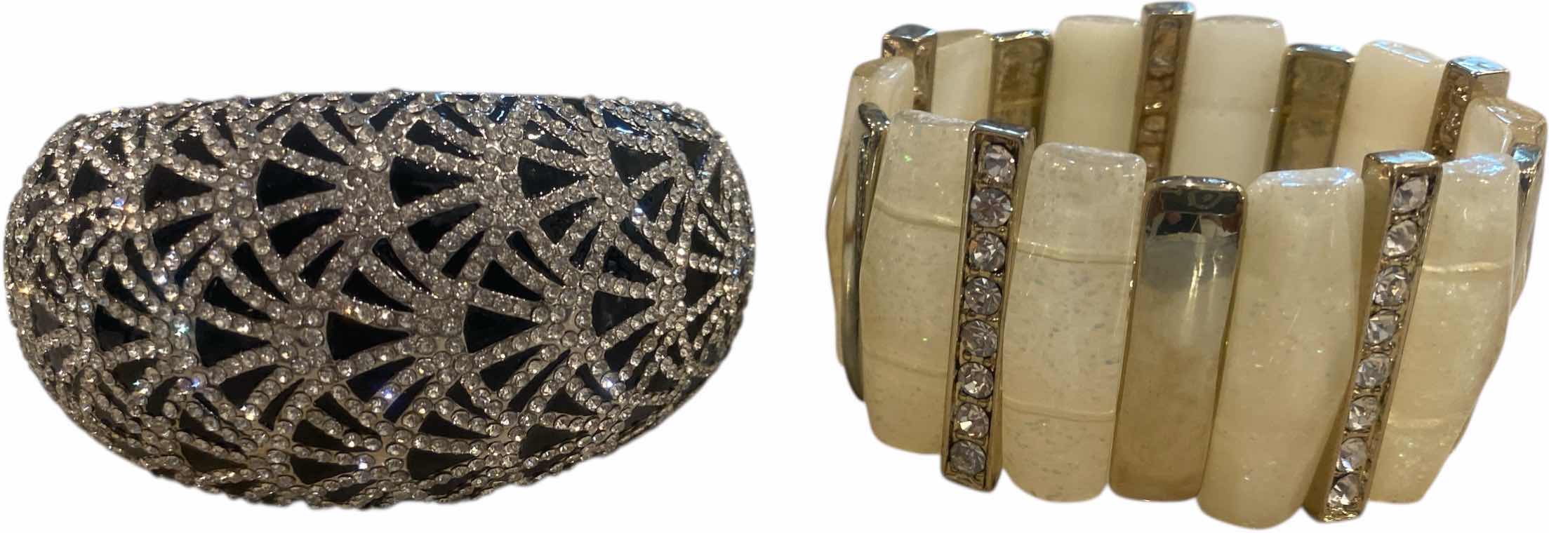 Photo 1 of NATASHA BANGLE BRACELET & UNMARKED BEIGE & GOLD STRETCH BRACELET