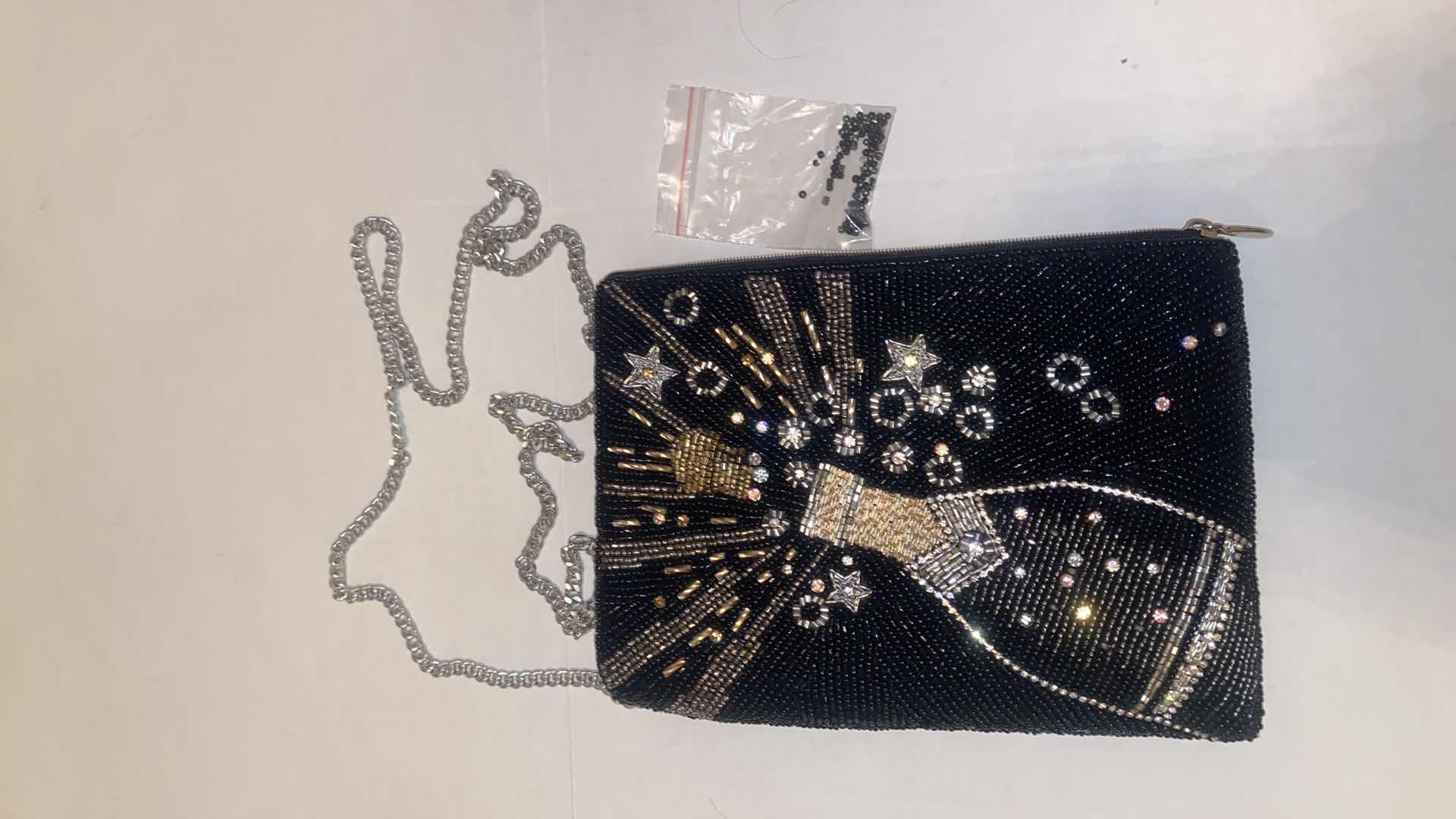 Photo 1 of MARY FRANCES BUBBLY BEADED CROSSBODY BAG WITH ZIPPER, EXTERIOR PHONE POCKET & CHAIN 6“ X 8“