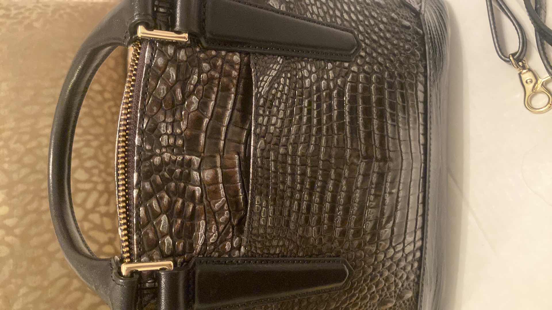 Photo 1 of BRAHMIN DUAL CARRY DUXBURY LEATHER SATCHEL IN IRONWOOD ALZETTE 11” X 4 1/2” H10” & LONG CREDIT CARD WALLET WITH DUST BAG