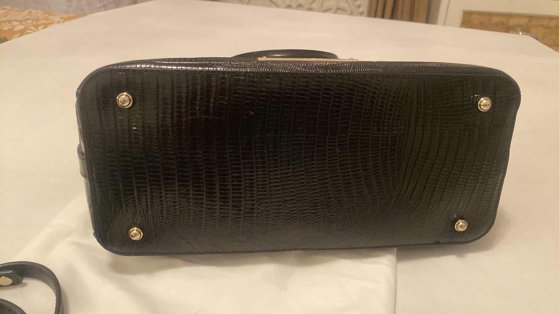 Photo 1 of BRAHMIN DUAL CARRY DUXBURY LEATHER SATCHEL IN IRONWOOD ALZETTE 11” X 4 1/2” H10” & LONG CREDIT CARD WALLET WITH DUST BAG