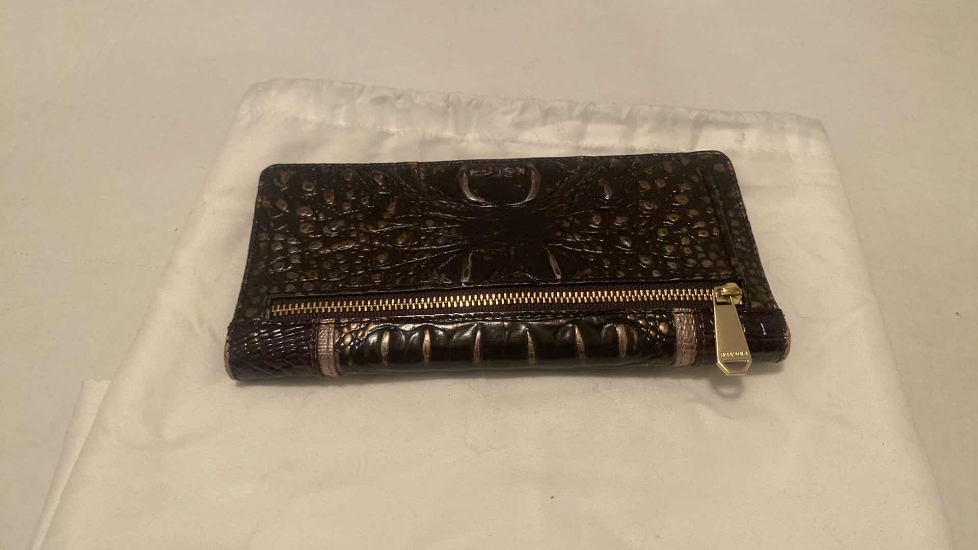 Photo 1 of BRAHMIN DUAL CARRY DUXBURY LEATHER SATCHEL IN IRONWOOD ALZETTE 11” X 4 1/2” H10” & LONG CREDIT CARD WALLET WITH DUST BAG