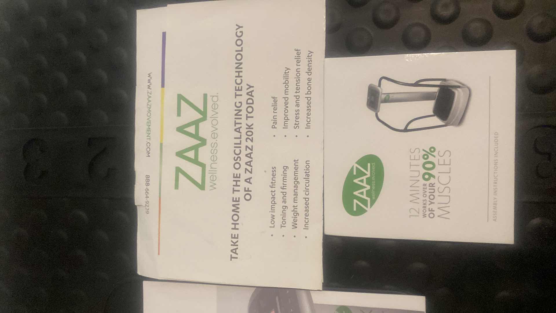 Photo 1 of ZAAZ MOVEMENT 20K VIBRATION MACHINE WITH SOFT MAT & ZAAZ CHAIR ACCESSORIES