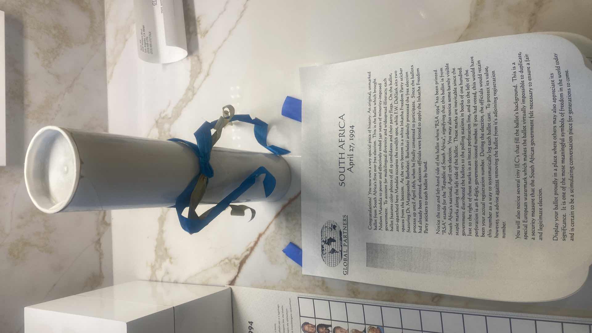 Photo 1 of NEW VINTAGE 1994 ORIGINAL UNMARKED BALLOT FROM SOUTH AFRICA’s FIRST EVER FREE ELECTION WITH DOCUMENTATION