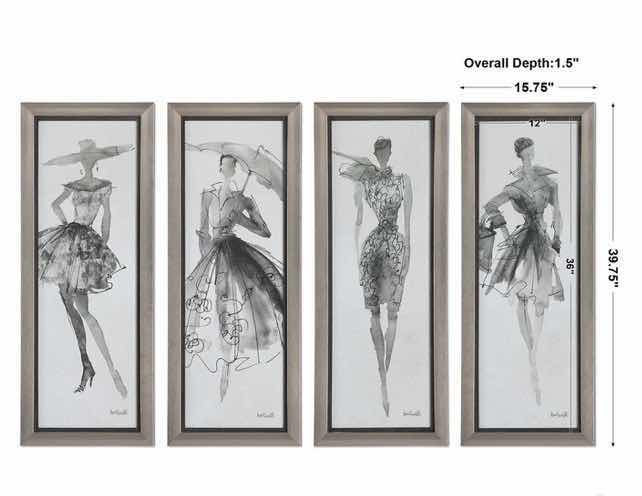 Photo 1 of UTTERMOST “FASHION SKETCHBOOK” by ANN TAVOLETTI SET OF 4 PRINTS EACH MEASURES 15 1/2“ x 39 3/4”