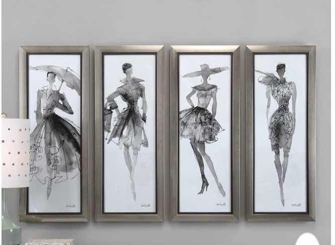 Photo 1 of UTTERMOST “FASHION SKETCHBOOK” by ANN TAVOLETTI SET OF 4 PRINTS EACH MEASURES 15 1/2“ x 39 3/4”