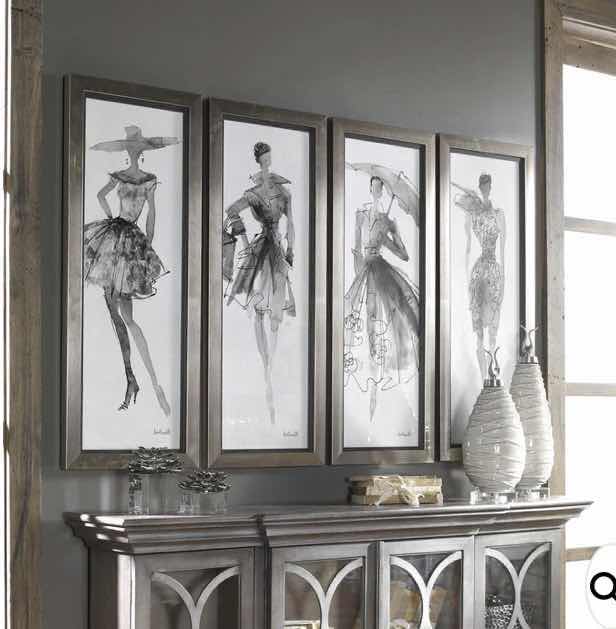 Photo 1 of UTTERMOST “FASHION SKETCHBOOK” by ANN TAVOLETTI SET OF 4 PRINTS EACH MEASURES 15 1/2“ x 39 3/4”