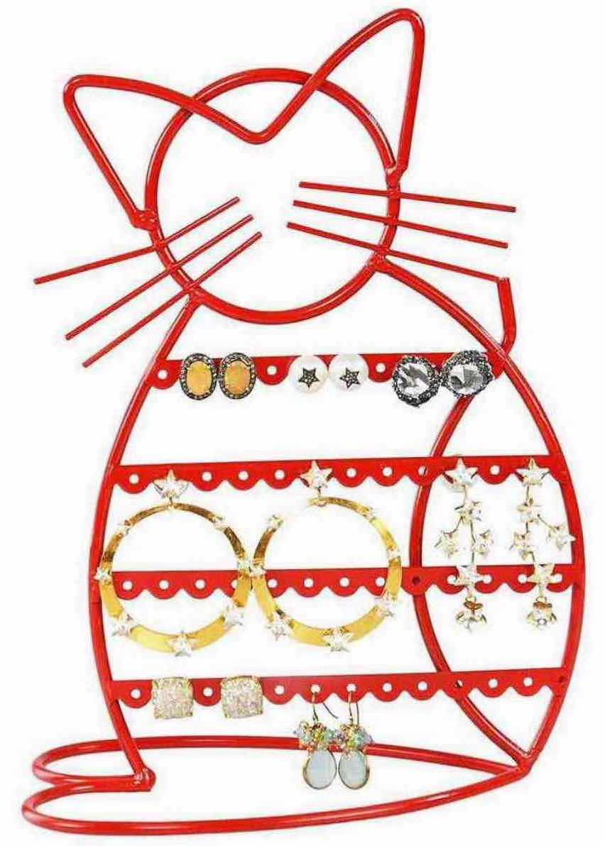 Photo 1 of NEW CASE OF ARAD CAT-SHAPED EARRING HOLDER/ORGANIZER DISPLAY, RED (16 PCS/CASE)