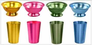 Photo 2 of NEW CASE HOME-X COLORFUL ALUMINIUM BOWLS & TUMBLERS SET OF 8 (12 SETS/CASE)