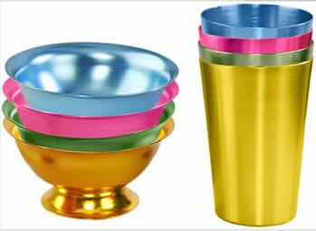 Photo 1 of NEW CASE HOME-X COLORFUL ALUMINIUM BOWLS & TUMBLERS SET OF 8 (12 SETS/CASE)