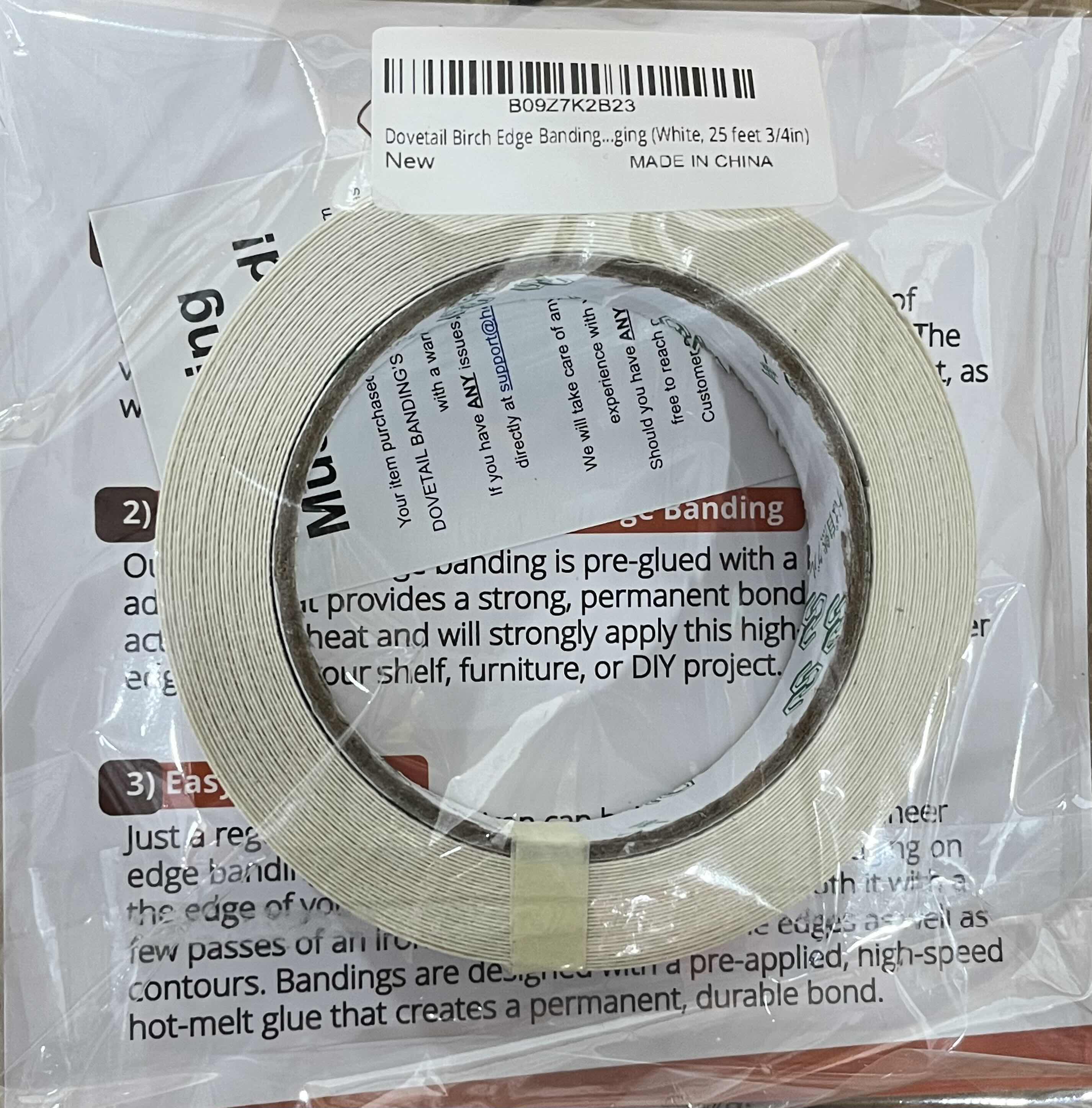 Photo 1 of NEW CASE OF DOVETAIL WHITE VENEER IRON ON BANDING TAPE ROLLS 0.75” X 25’ (60 ROLLS PER CASE)