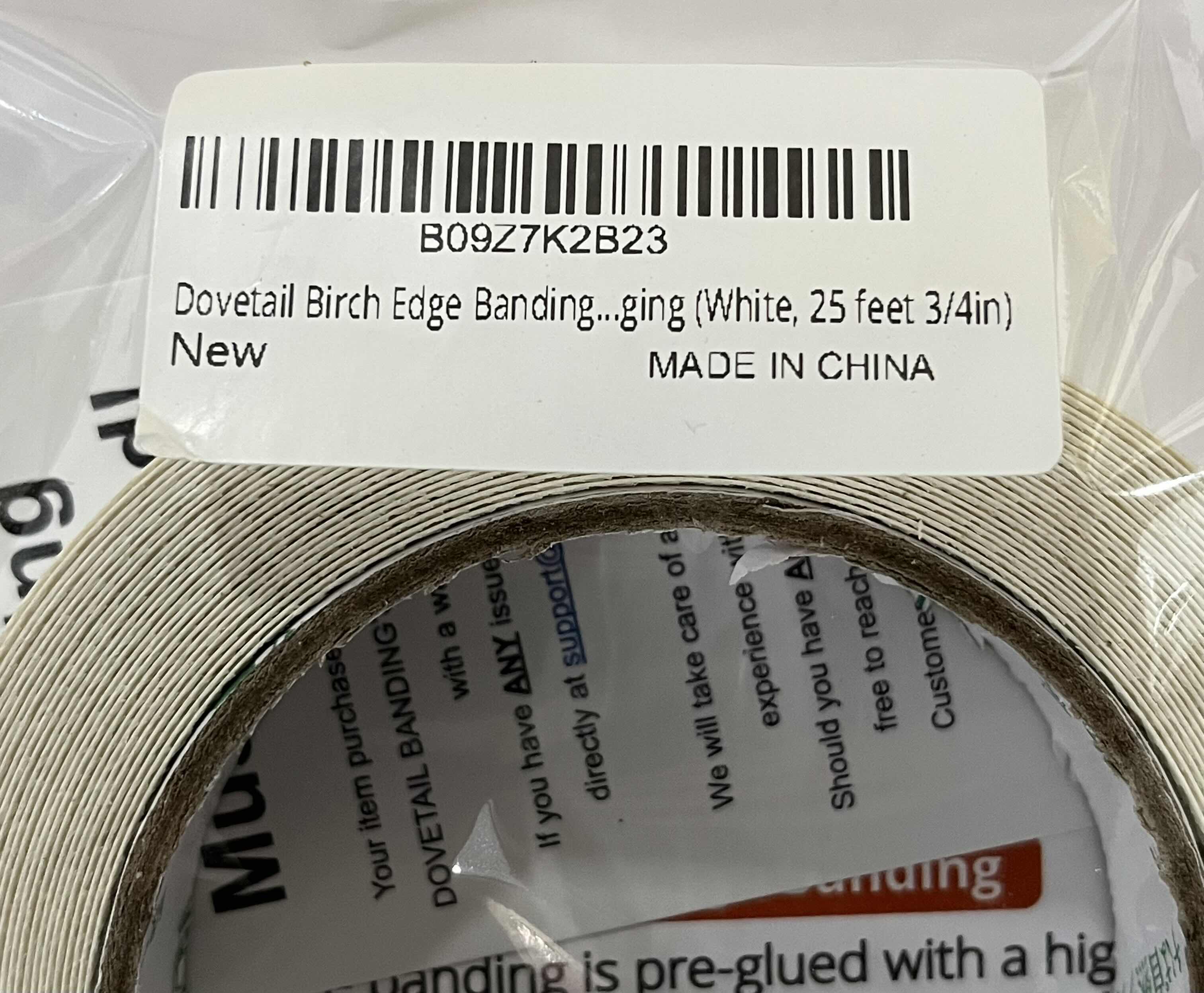 Photo 1 of NEW CASE OF DOVETAIL WHITE VENEER IRON ON BANDING TAPE ROLLS 0.75” X 25’ (60 ROLLS PER CASE)