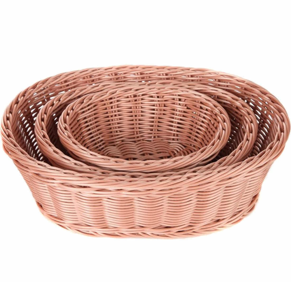 Photo 1 of NEW CASE OF HOME X PLASTIC NESTING OVAL WICKER BASKETS SET OF 3 (12 SETS PER CASE)