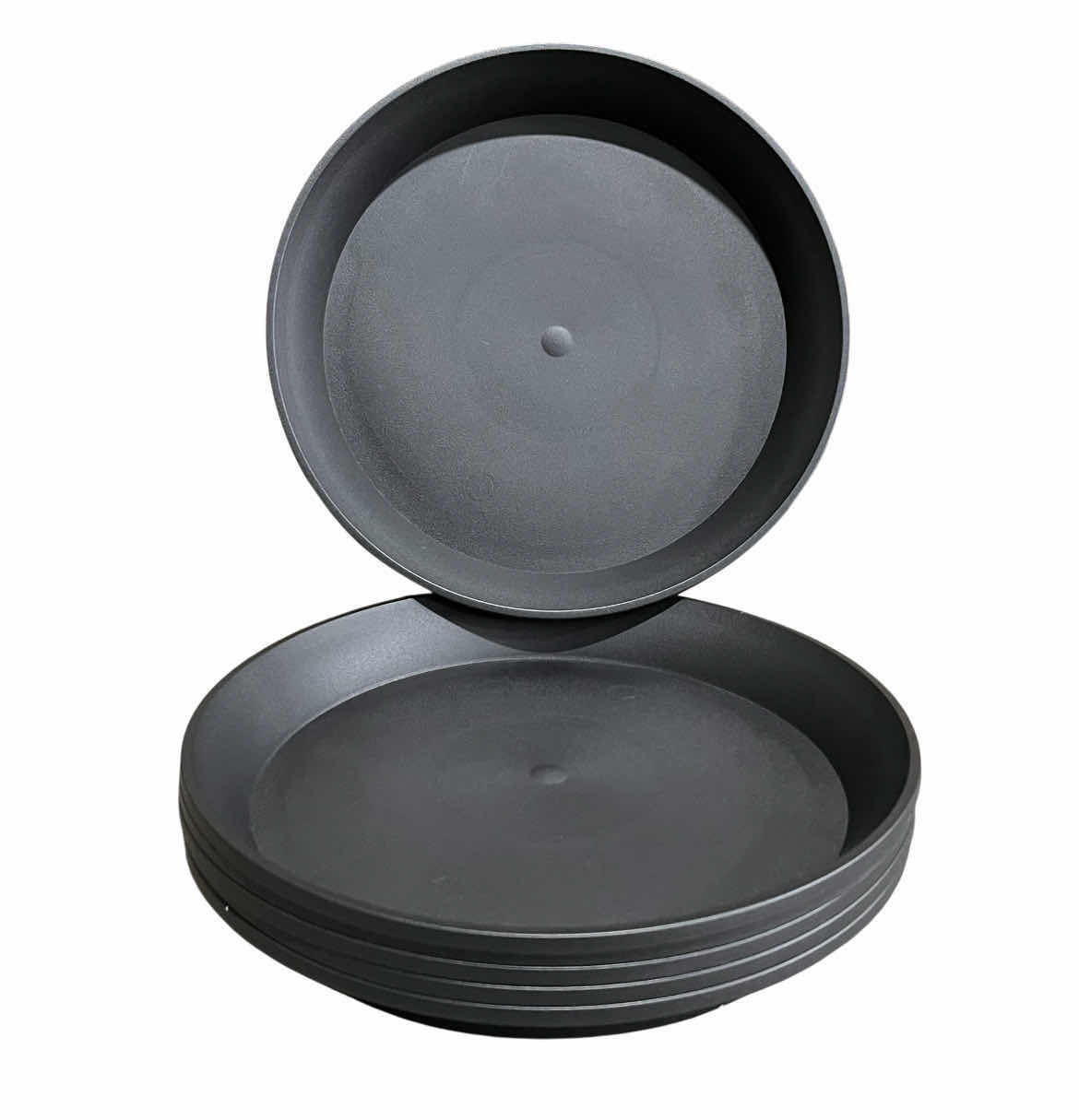 Photo 1 of NEW CASE OF MEGASPROUT BLACK PLASTIC 10” PLANT SAUCERS PLANTER TRAY SET OF 6 (20 SETS PER CASE)