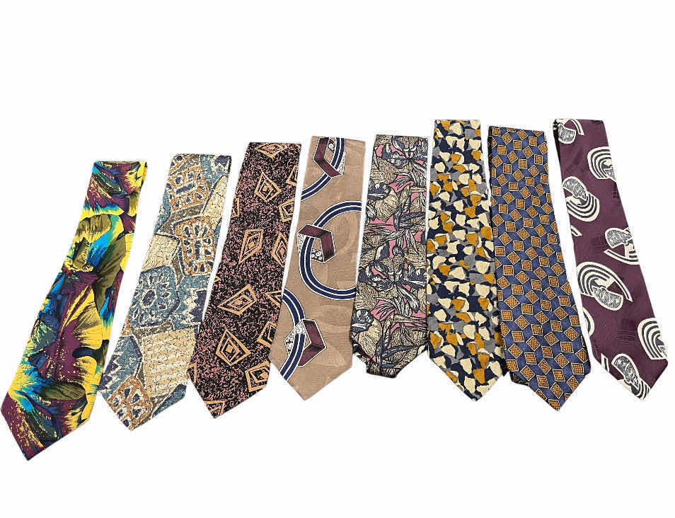 Photo 1 of VINTAGE HANDMADE POLYESTER & SILK MENS TIES (8)