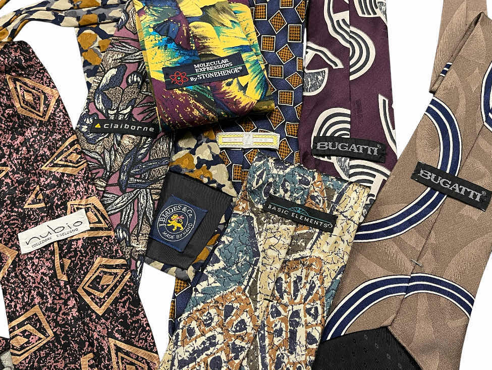 Photo 1 of VINTAGE HANDMADE POLYESTER & SILK MENS TIES (8)