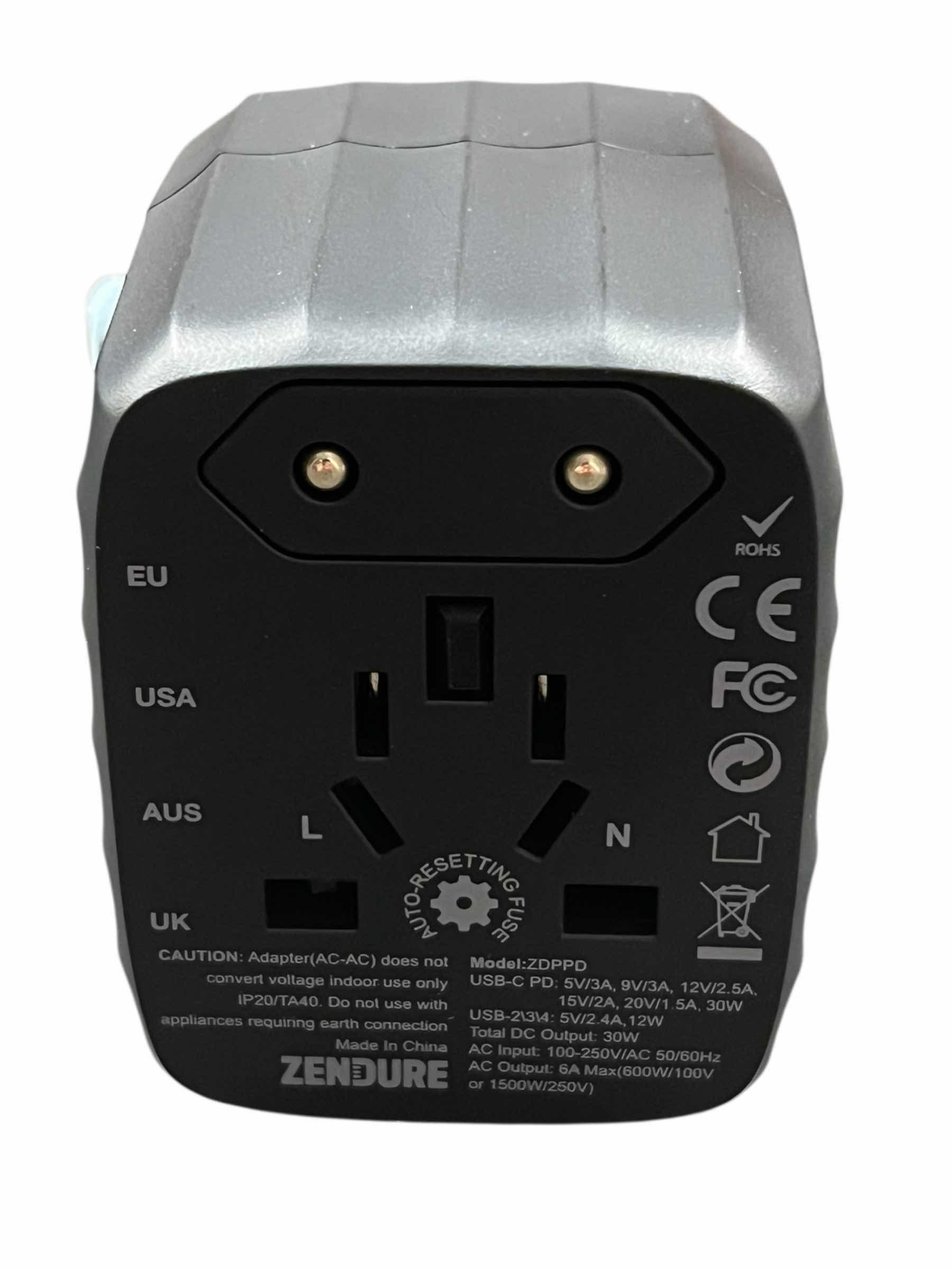 Photo 1 of ZENDURE OVERSEAS OUTLET CONVERTING PLUG TRAVEL ADAPTER ZDPPD
