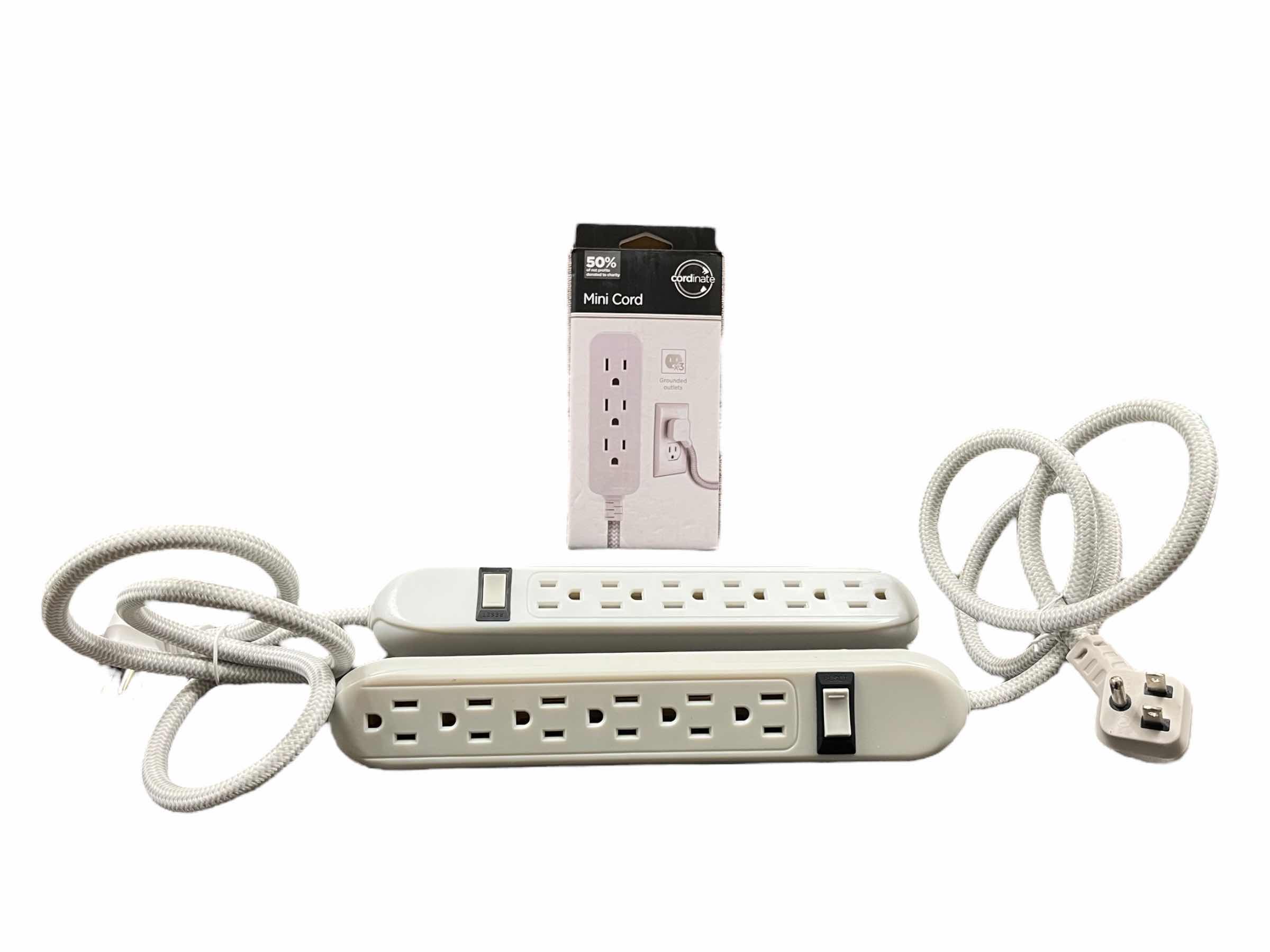 Photo 1 of CORDINATE 3 OUTLET MINI POWER STRIP W 6 OUTLET POWER STRIPS (2)