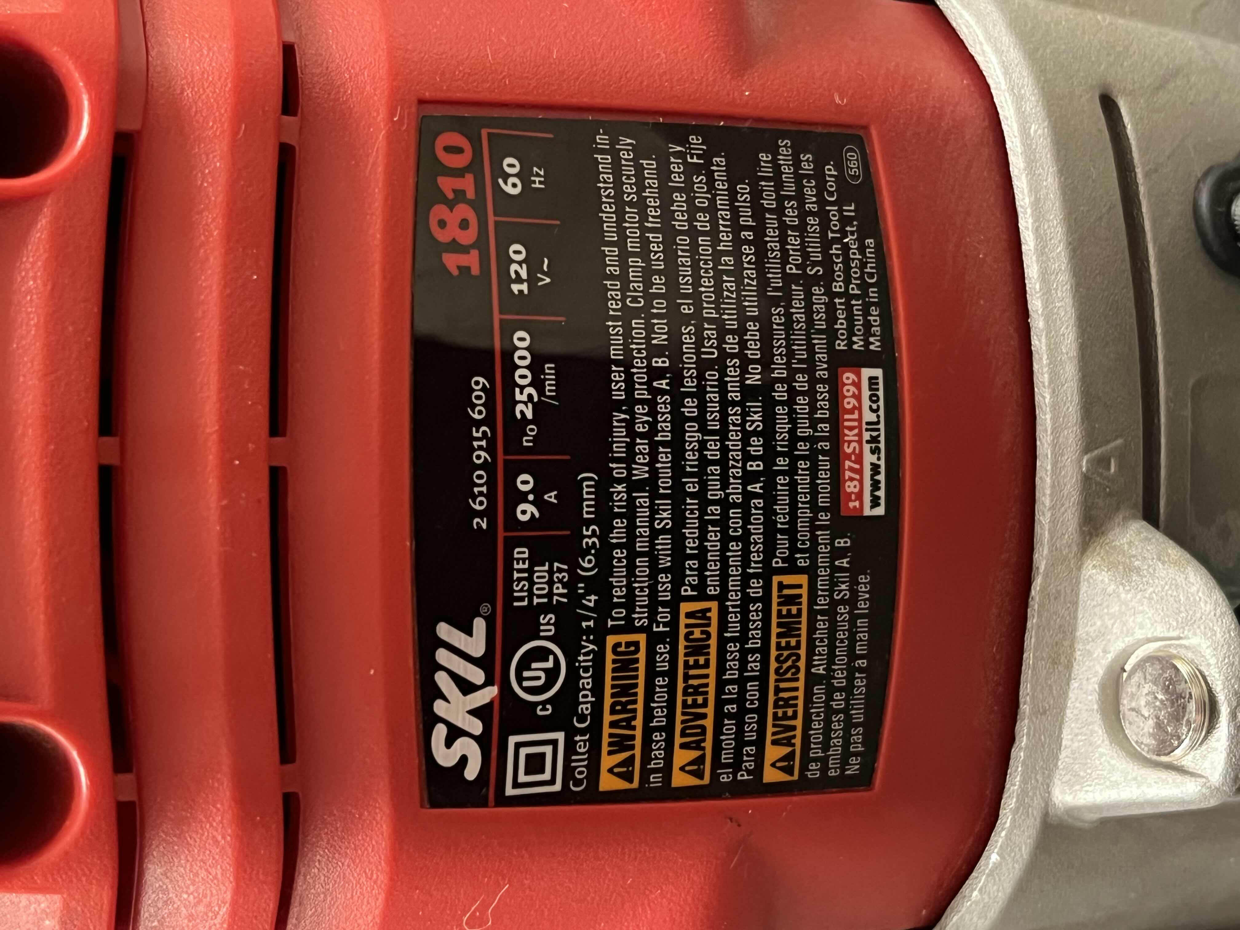 Photo 1 of SKIL 1.75HP CORDED FIX BASED ROUTER 1810
