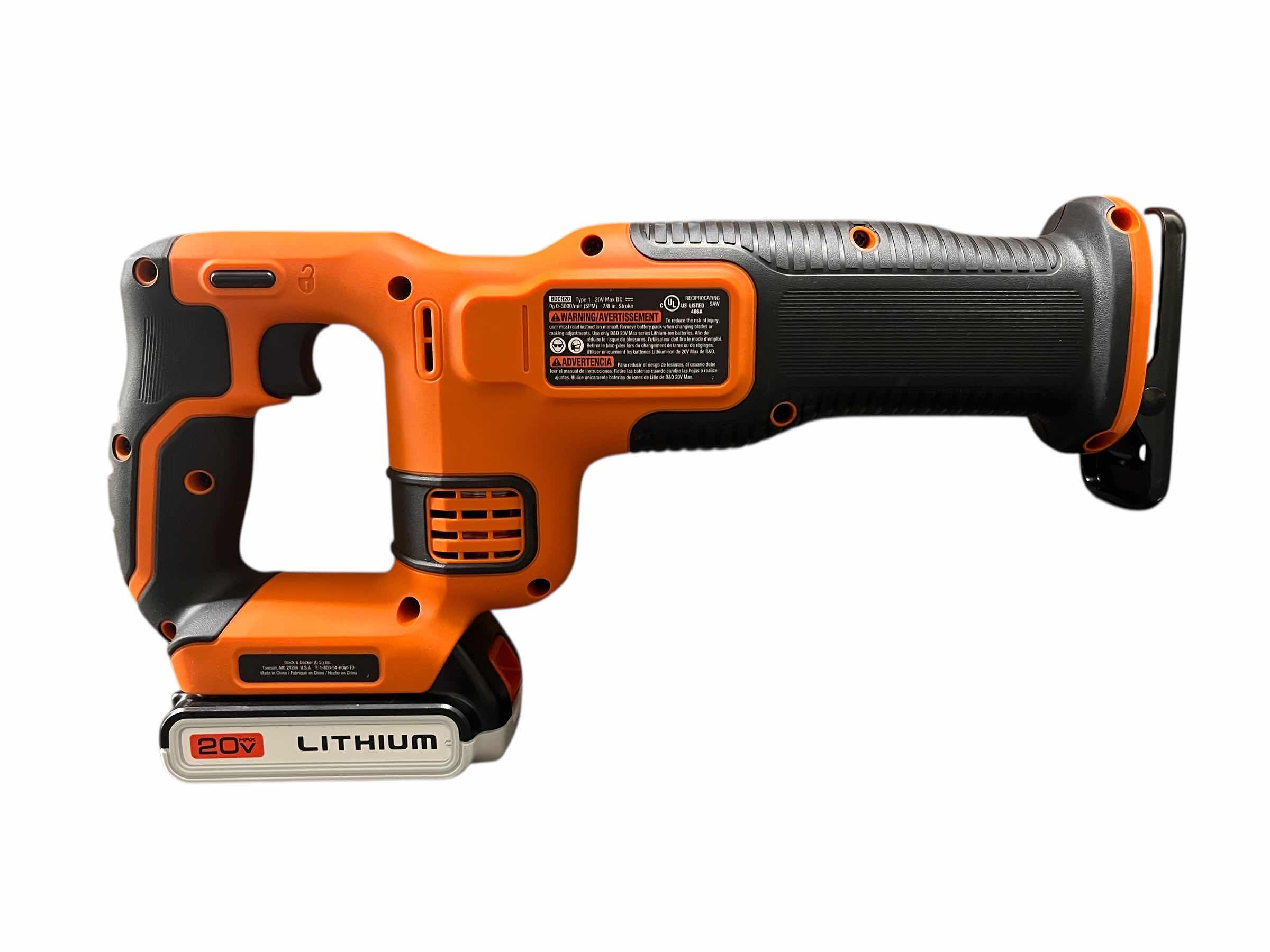 Photo 1 of BLACK & DECKER 20VOLT RECIPROCATING SAW BDCR20 W 20VOLT BATTERY