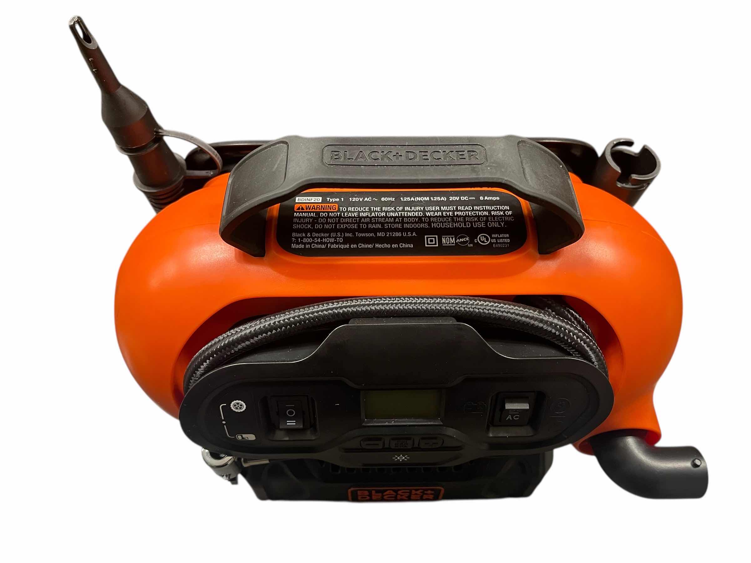 Photo 1 of BLACK & DECKER INFLATOR 20VOLT AIR COMPRESSOR BDINF20 (TOOL ONLY)