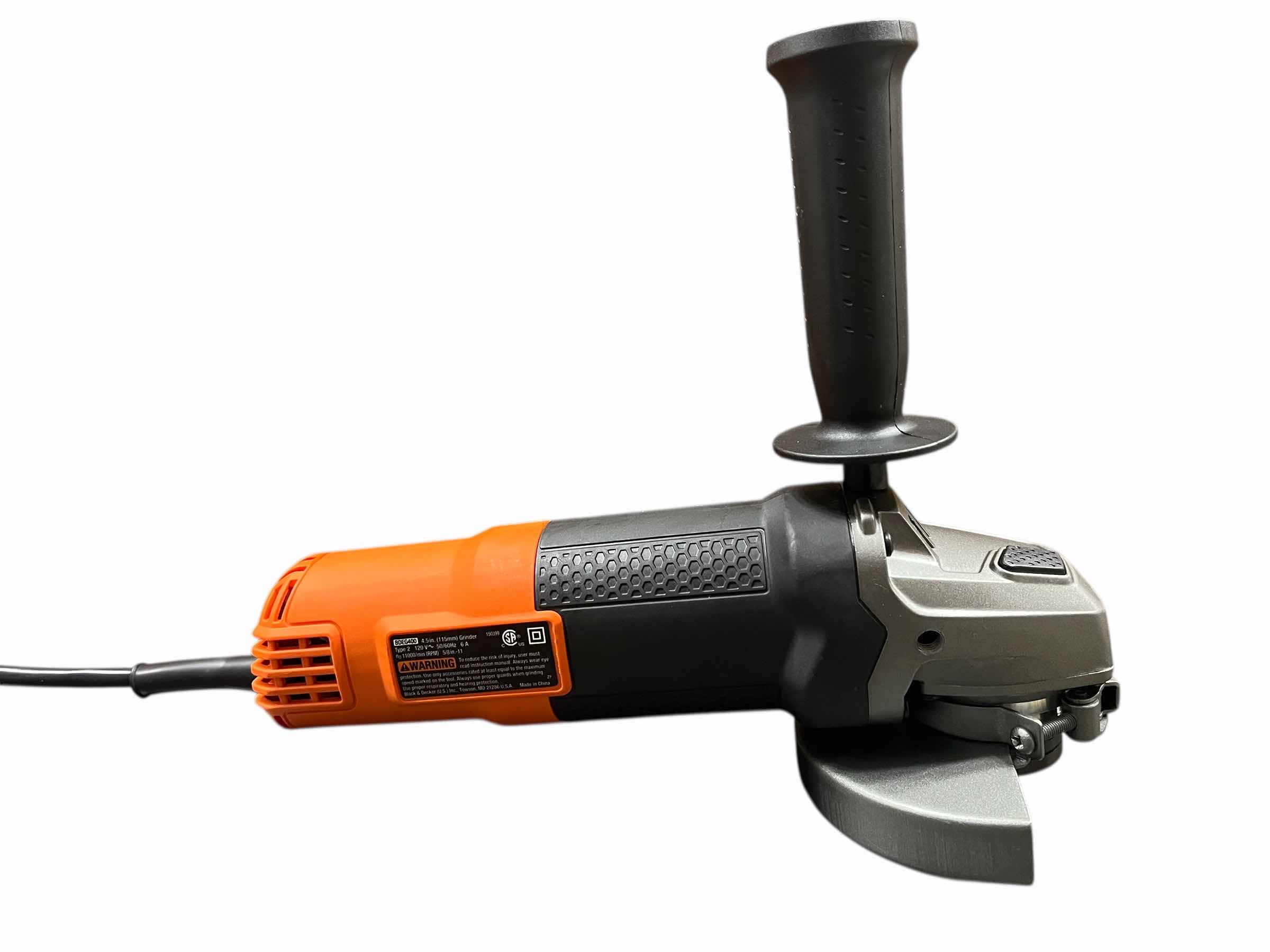 Photo 1 of BLACK & DECKER CORDED 4.5” ANGLE GRINDER BDEG400