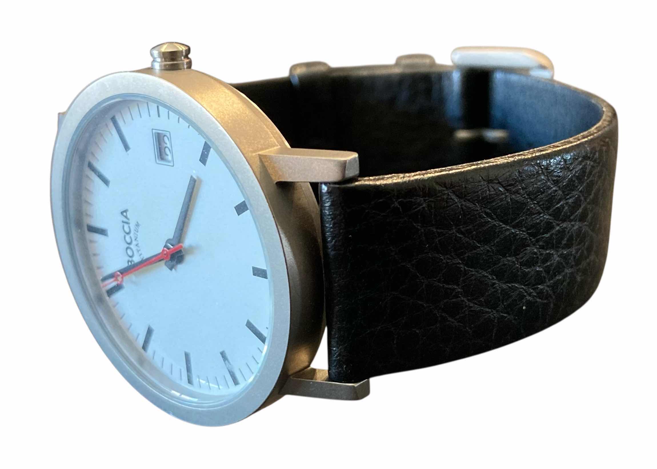 Photo 1 of BOCCIA TITANIUM 3622-01 MEN’S QUARTS WATCH W TITANIUM CASE & BLACK LEATHER STRAP