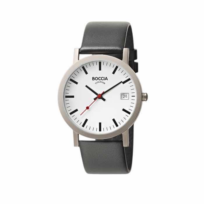 Photo 1 of BOCCIA TITANIUM 3622-01 MEN’S QUARTS WATCH W TITANIUM CASE & BLACK LEATHER STRAP