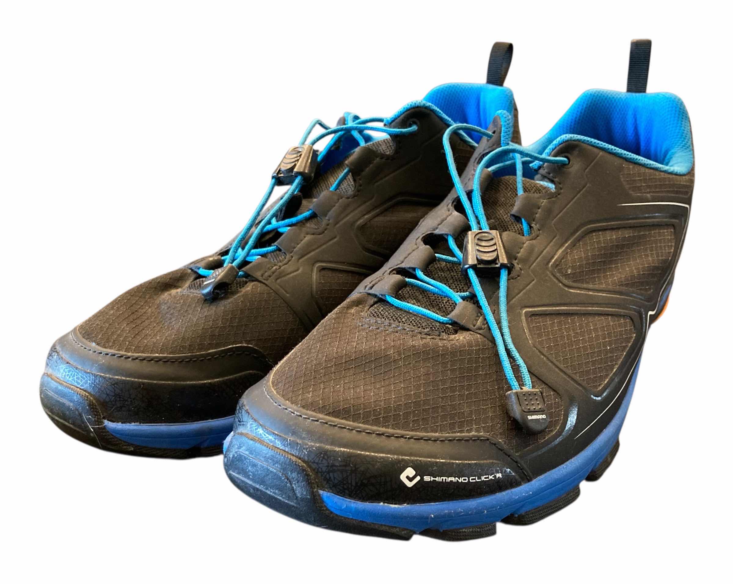 Photo 1 of SHAMANO BLACK & BLUE MOUNTAIN BIKE SHOES MENS SIZE 10.5