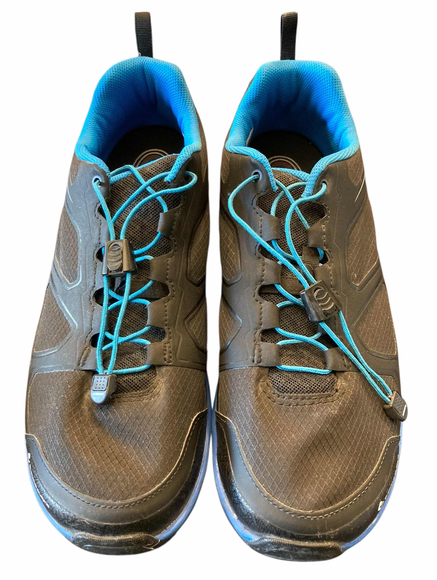 Photo 1 of SHAMANO BLACK & BLUE MOUNTAIN BIKE SHOES MENS SIZE 10.5