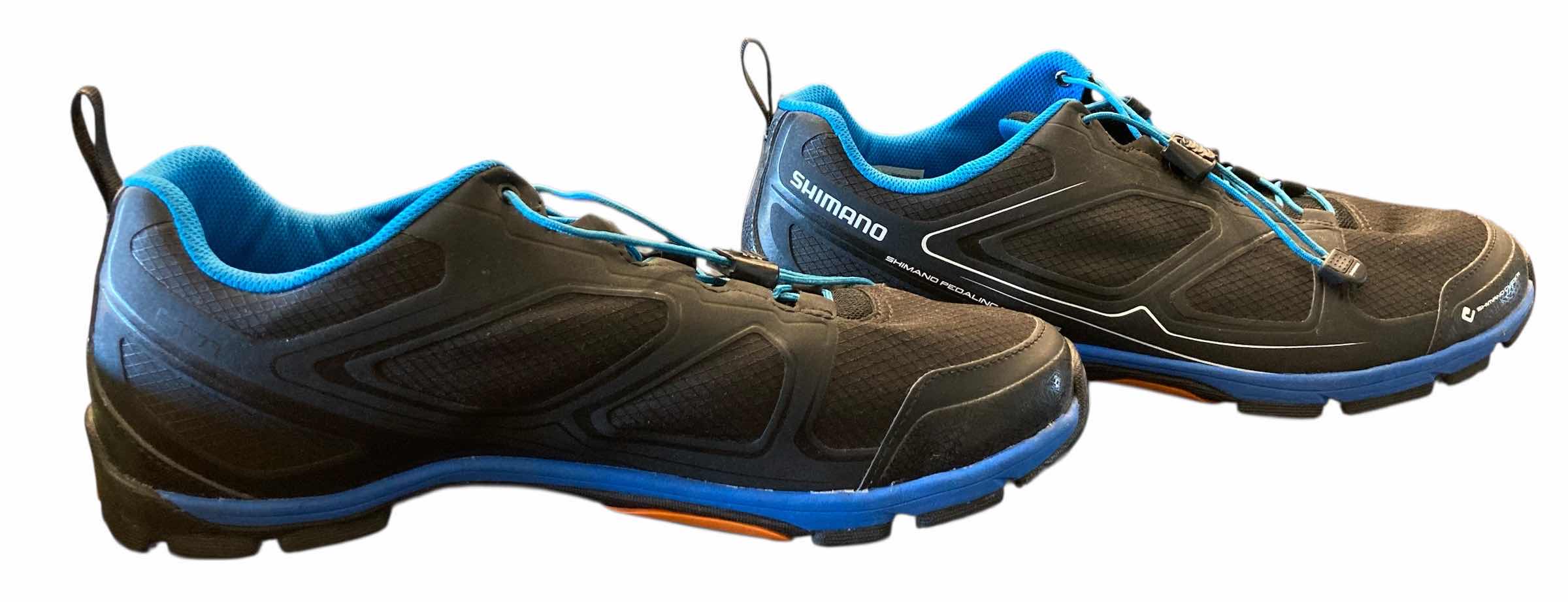 Photo 1 of SHAMANO BLACK & BLUE MOUNTAIN BIKE SHOES MENS SIZE 10.5