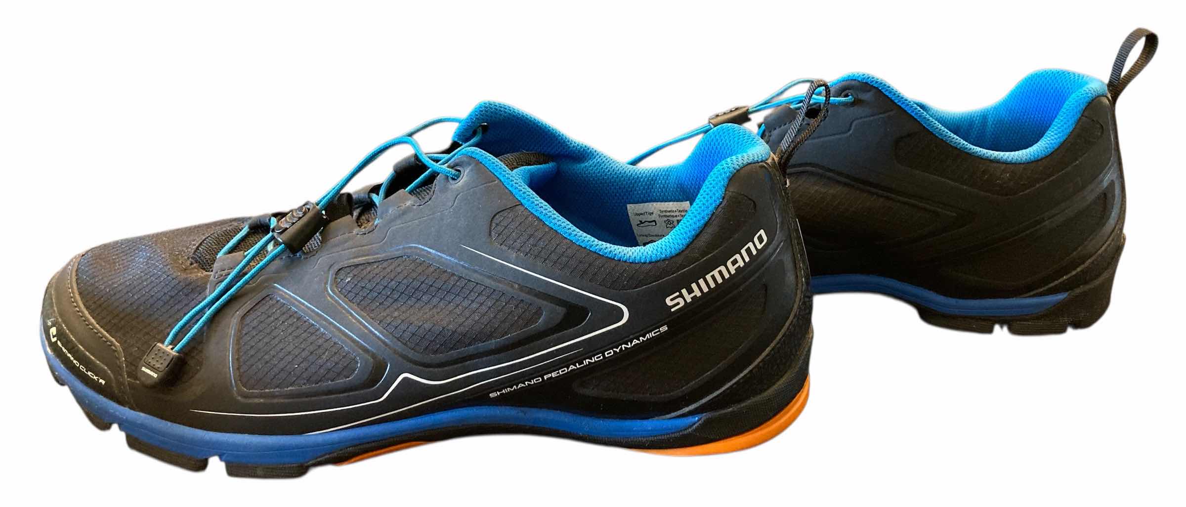 Photo 1 of SHAMANO BLACK & BLUE MOUNTAIN BIKE SHOES MENS SIZE 10.5