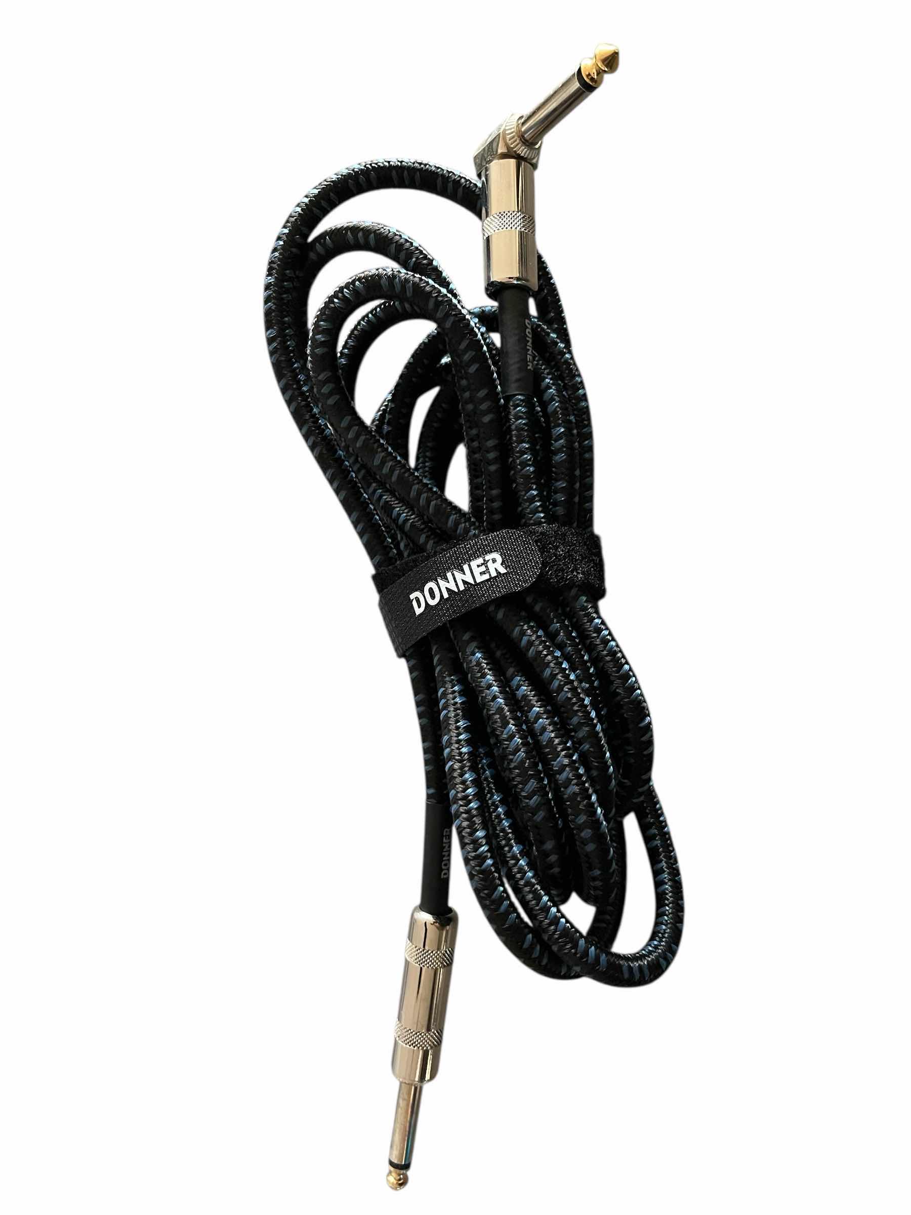 Photo 1 of DONNER 10’ RIGHT TO STRAIGHT ANGLE GUITAR INSTRUMENTAL CABLE (2)