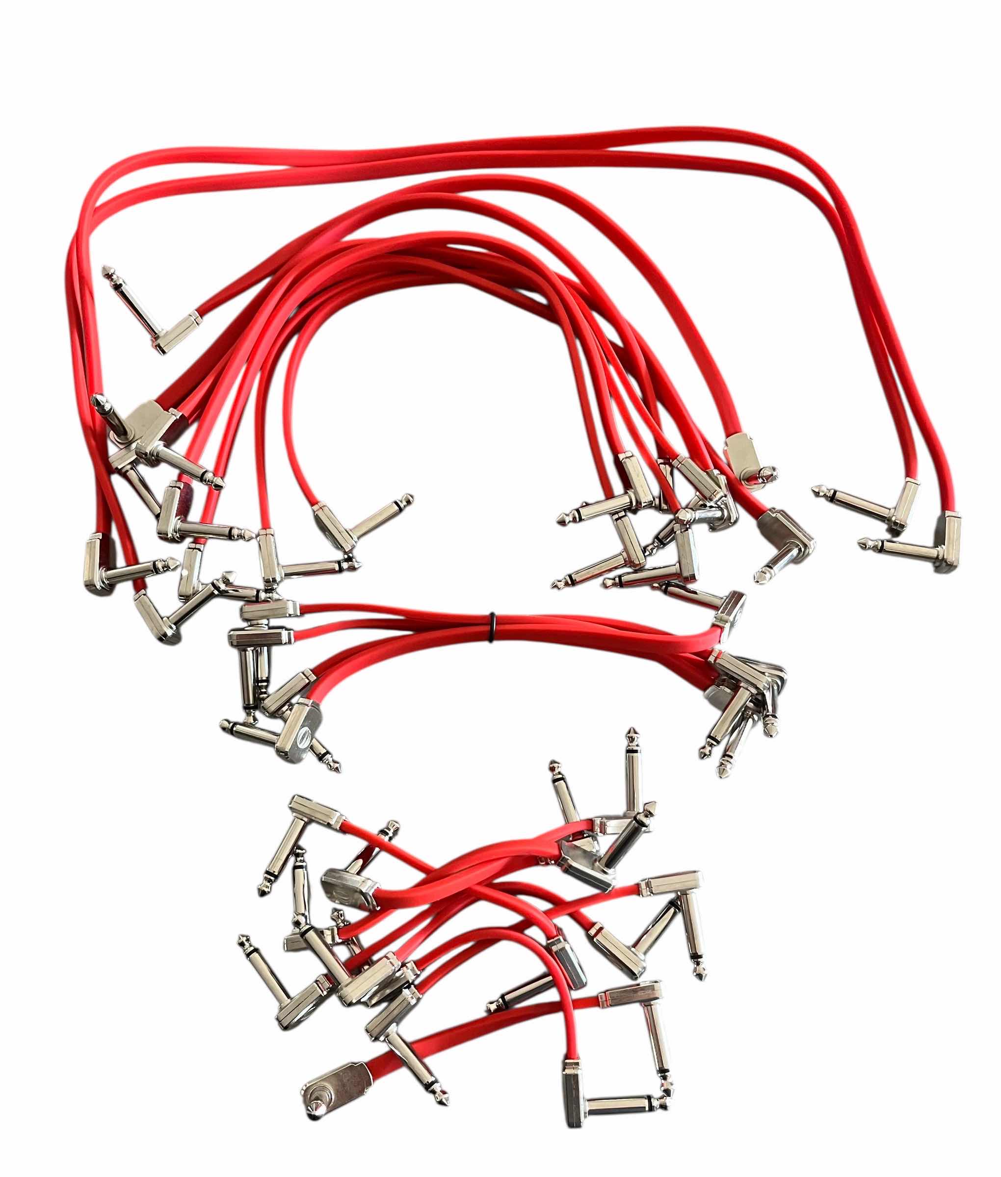Photo 1 of ERNIE BALL RED RIGHT ANGLE FLAT RIBBON PATCH CABLES (3”, 6”, 12”, 24”) 23-PACK