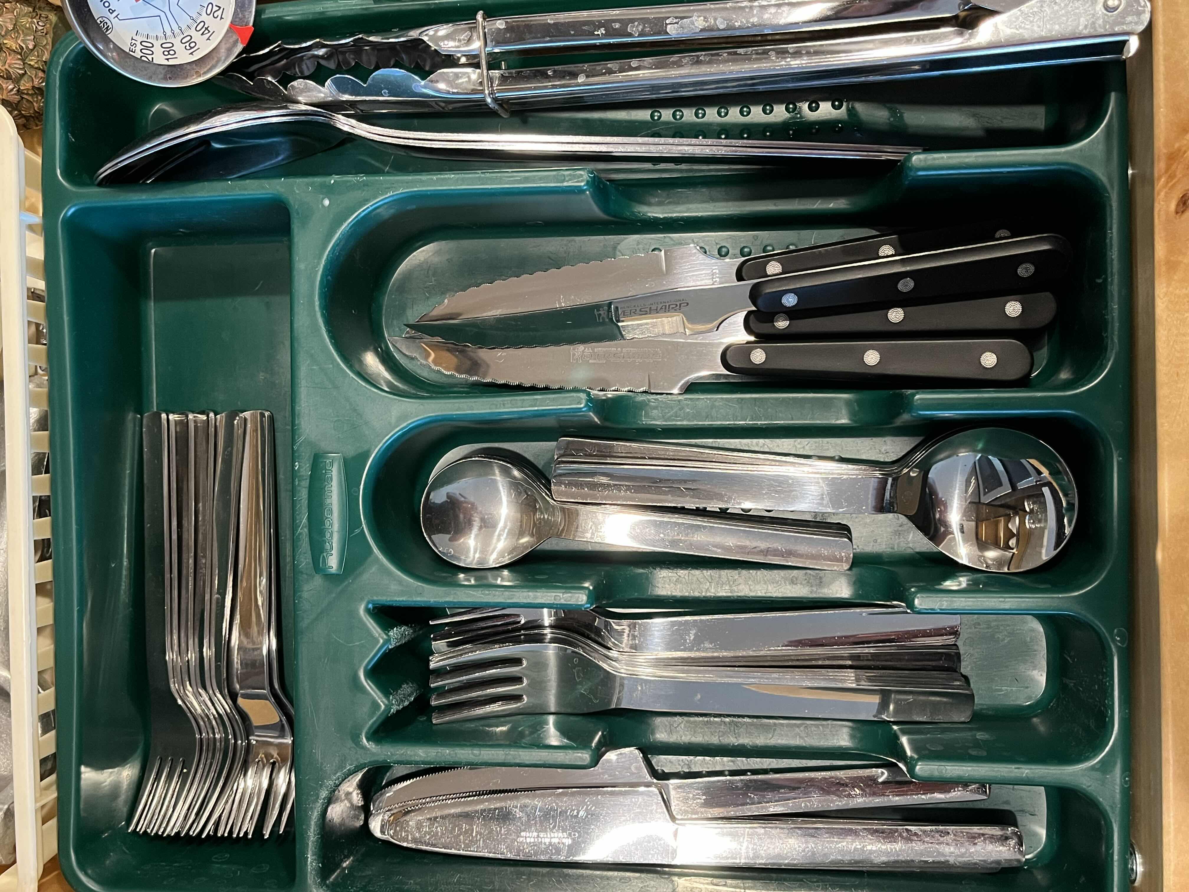 Photo 1 of THE MAIN COURSE JAPAN STAINLESS STEEL FLATWARE SET W VARIOUS KITCHEN UTENSILS