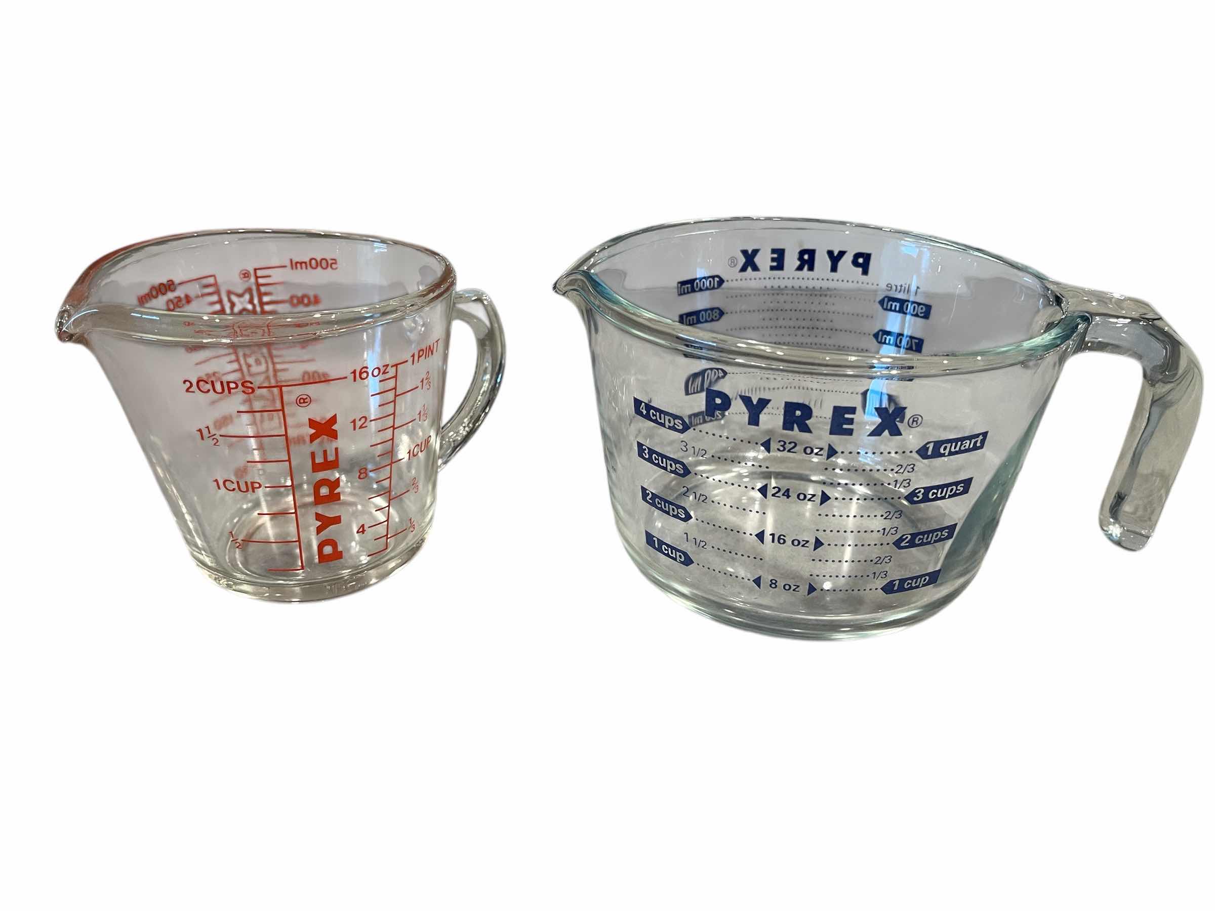 Photo 1 of PYREX GLASS MEASURING CUPS 16OZ & 32OZ