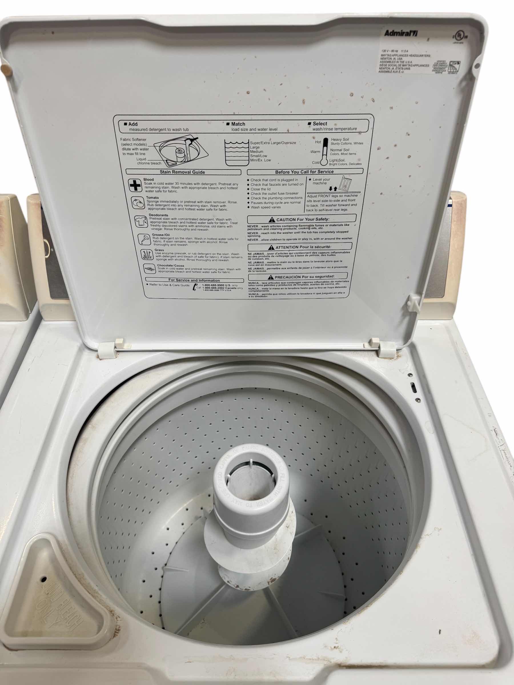 Photo 1 of ADMIRAL WASHER & DRYER ADE7005AYW & AAV700AWW WHITE 27” X 27” H47”
