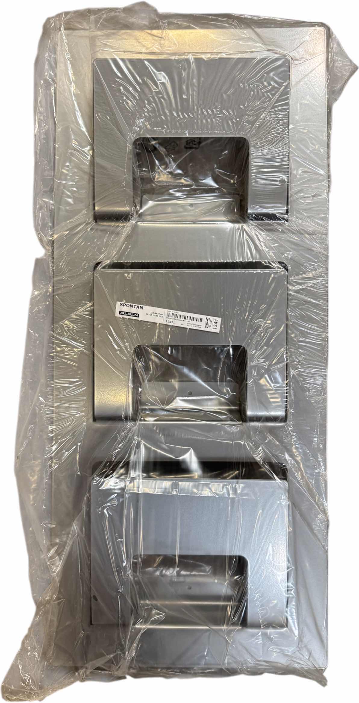 Photo 1 of IKEA SPONTAN MAGAZINE RACK. 3- TIER WALL MOUNT METAL 13” X H31”