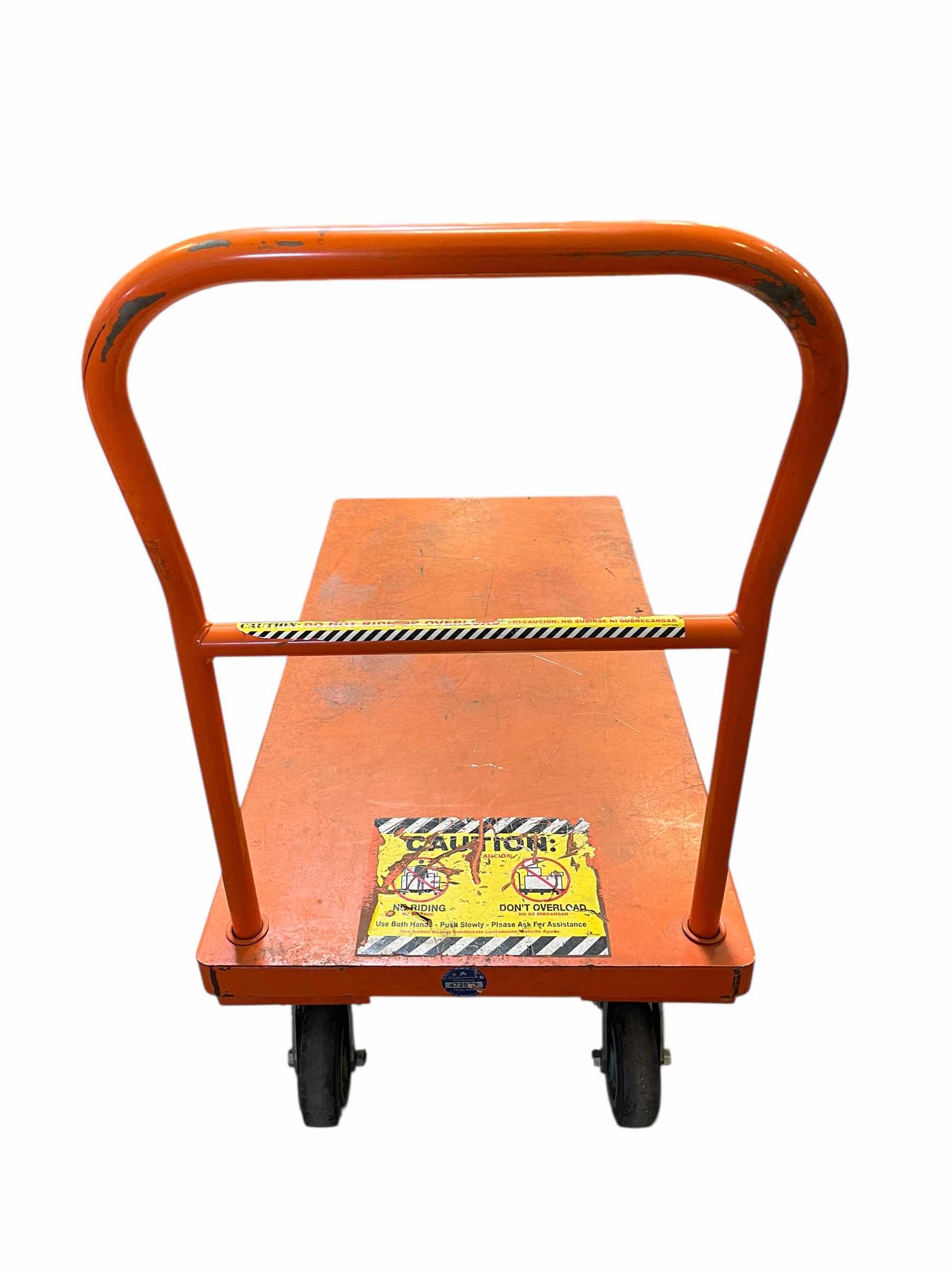 Photo 1 of $250.    CHICAGO AMERICAN HEAVY-DUTY ORANGE FLAT CART 24” X 48” H40”