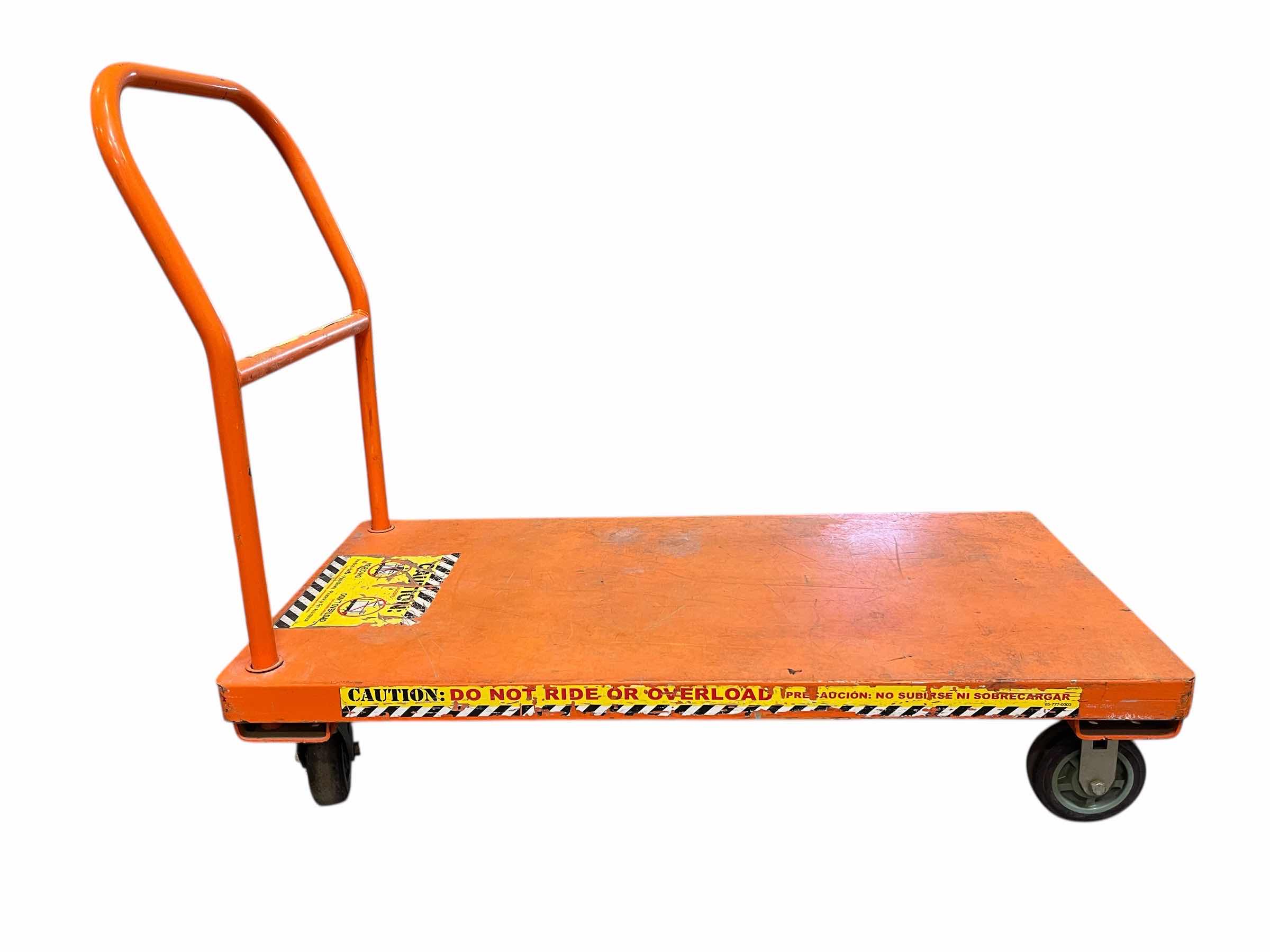 Photo 1 of $250.    CHICAGO AMERICAN HEAVY-DUTY ORANGE FLAT CART 24” X 48” H40”