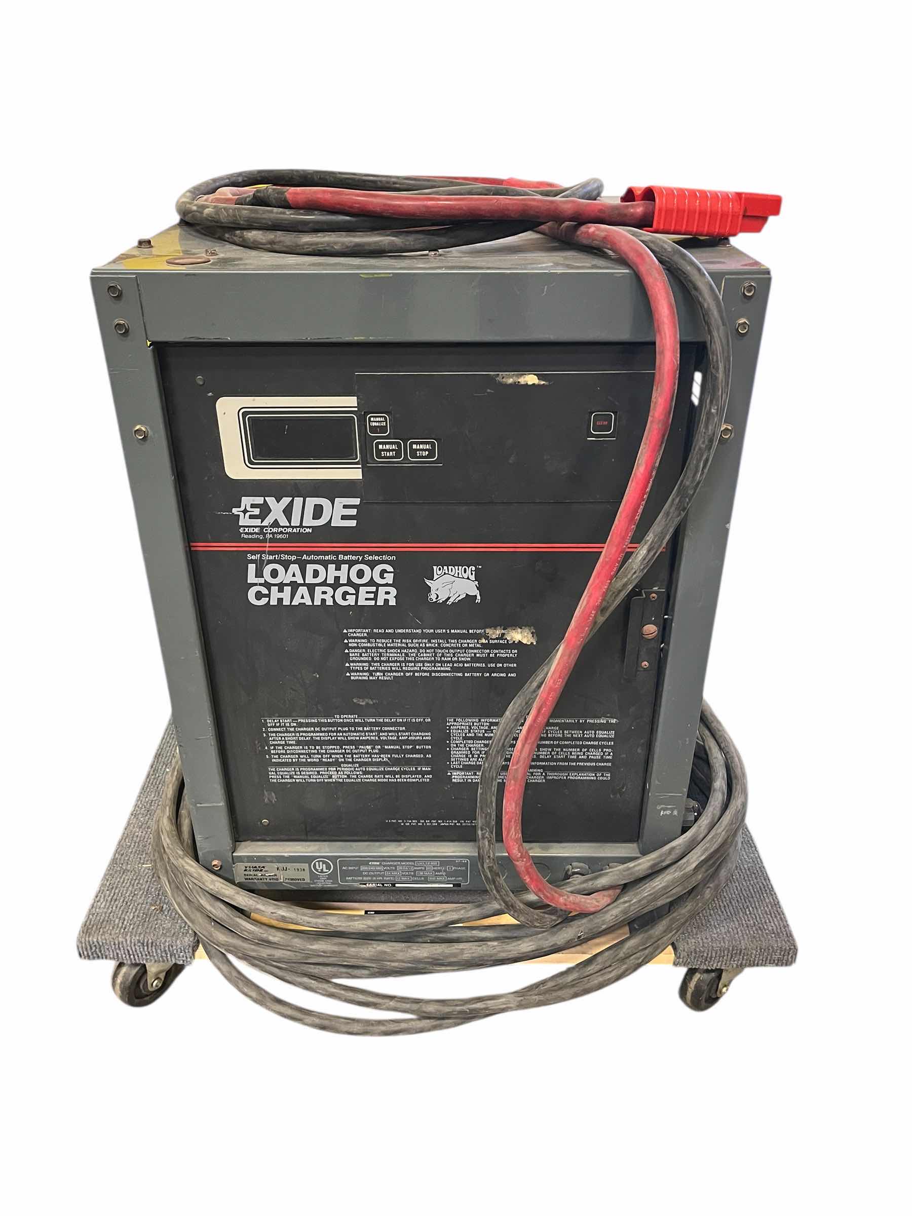 Photo 1 of HYSTER ELECTRIC STAND UP LIFT TRUCK FORKLIFT MODEL N40FR YR.2000 & EXIDE LOAD HOG FORKLIFT CHARGER MODEL LH1-12-850 (READ NOTES)