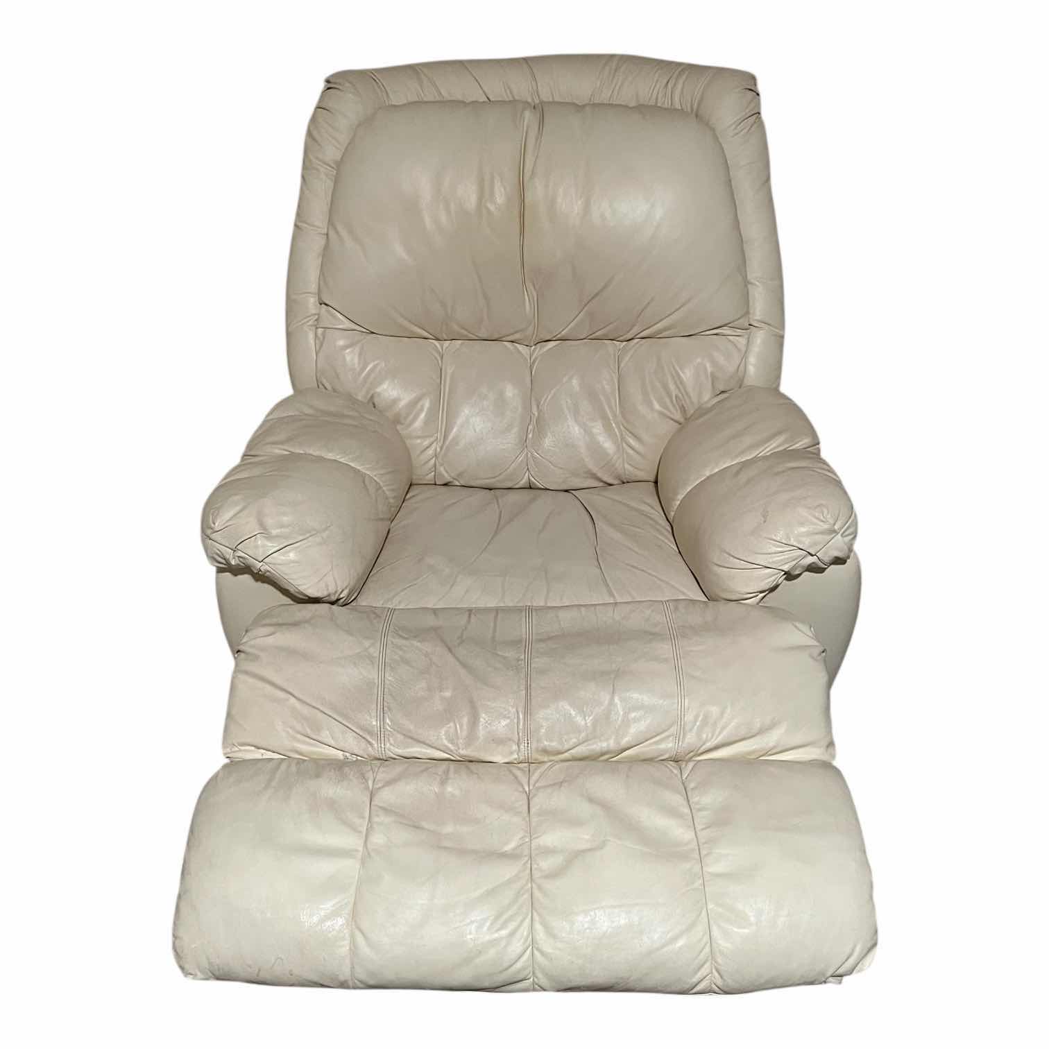 Photo 1 of ACTION INDUSTRIES OFF-WHITE LEATHER RECLINER CHAIR 40” X 45” H39”