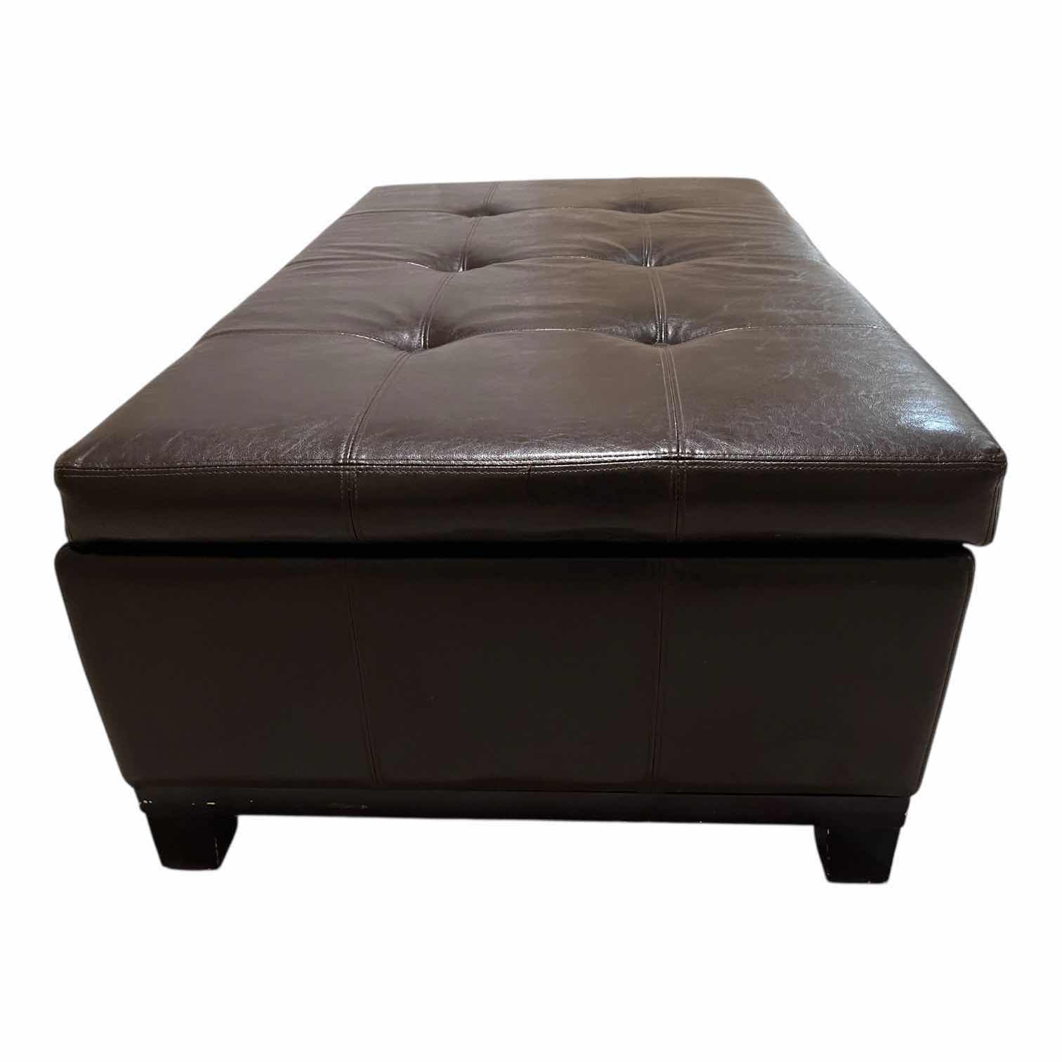 Photo 1 of ASHTON DARK BROWN LEATHER OVERSIZED STORAGE OTTOMAN 50” X 30” H18”