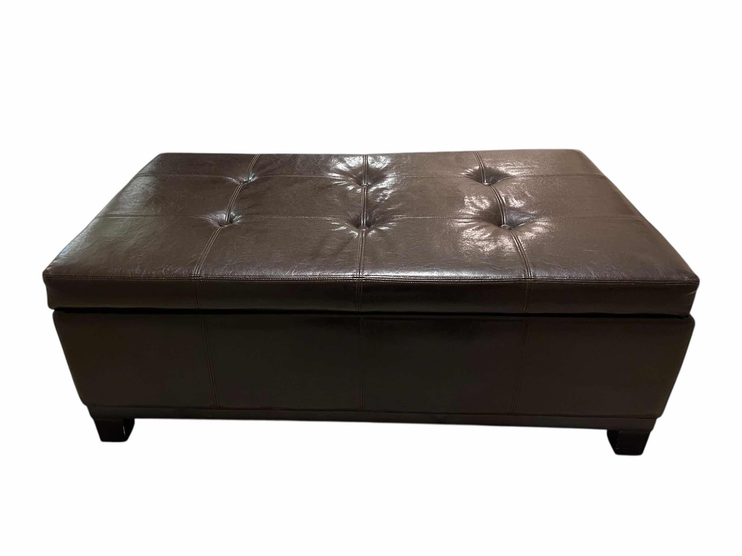 Photo 1 of ASHTON DARK BROWN LEATHER OVERSIZED STORAGE OTTOMAN 50” X 30” H18”