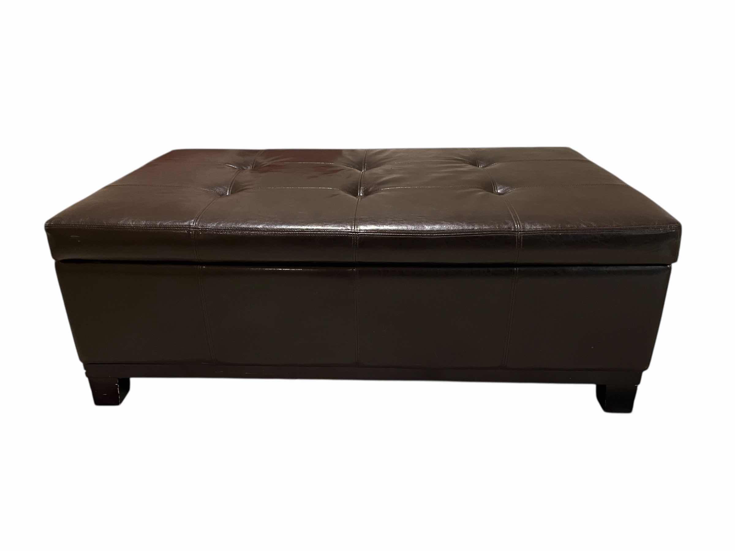 Photo 1 of ASHTON DARK BROWN LEATHER OVERSIZED STORAGE OTTOMAN 50” X 30” H18”