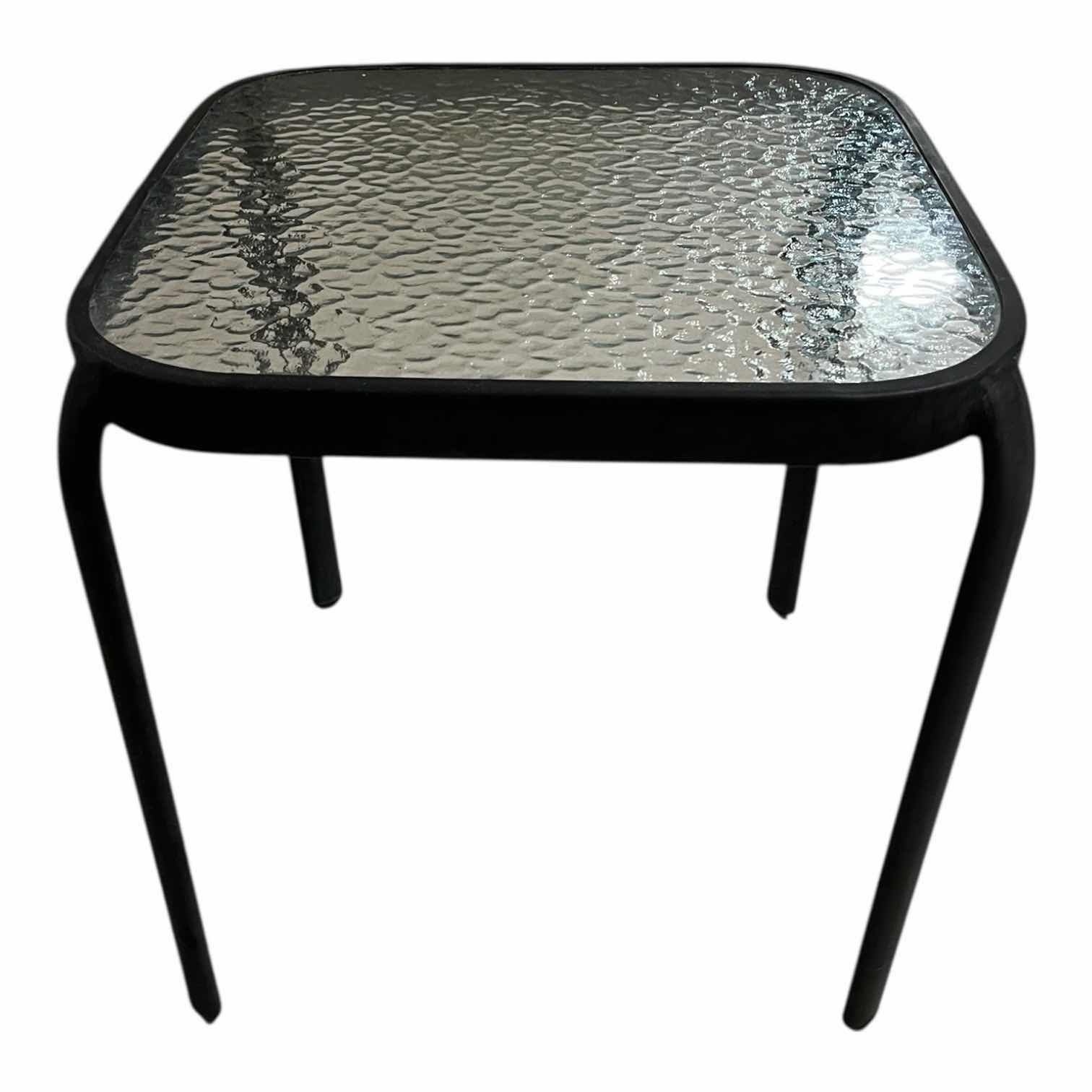 Photo 1 of $29 BEVELED GLASS TOP METAL FRAME PATIO SIDE TABLE 16” X 16” H17”