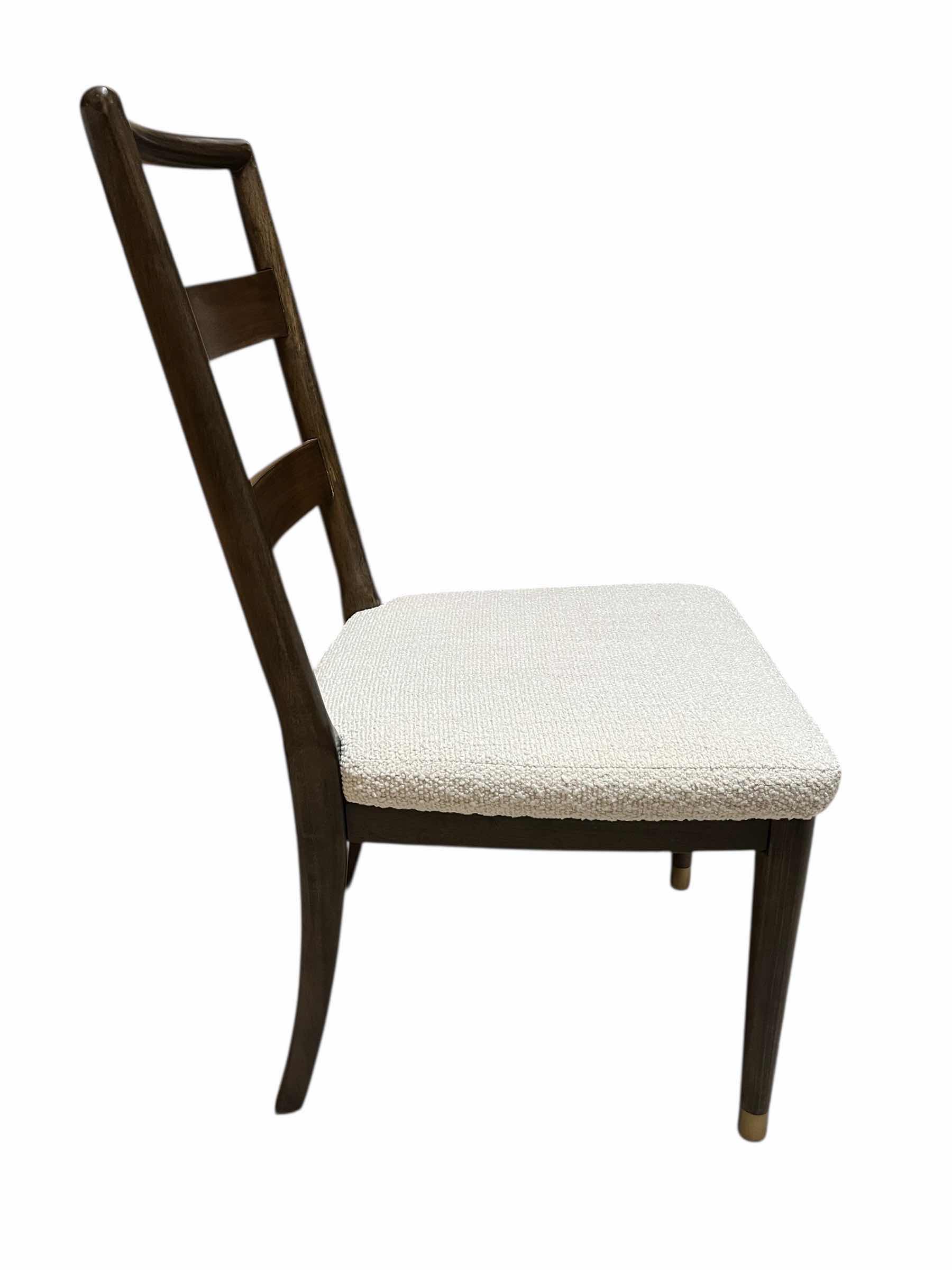 Photo 1 of $150.   BRIGHTON DARK BROWN WOOD FINISH OFF-WHITE TWEED CUSHION DINING ACCENT CHAIR 19.5” X 25” H38”