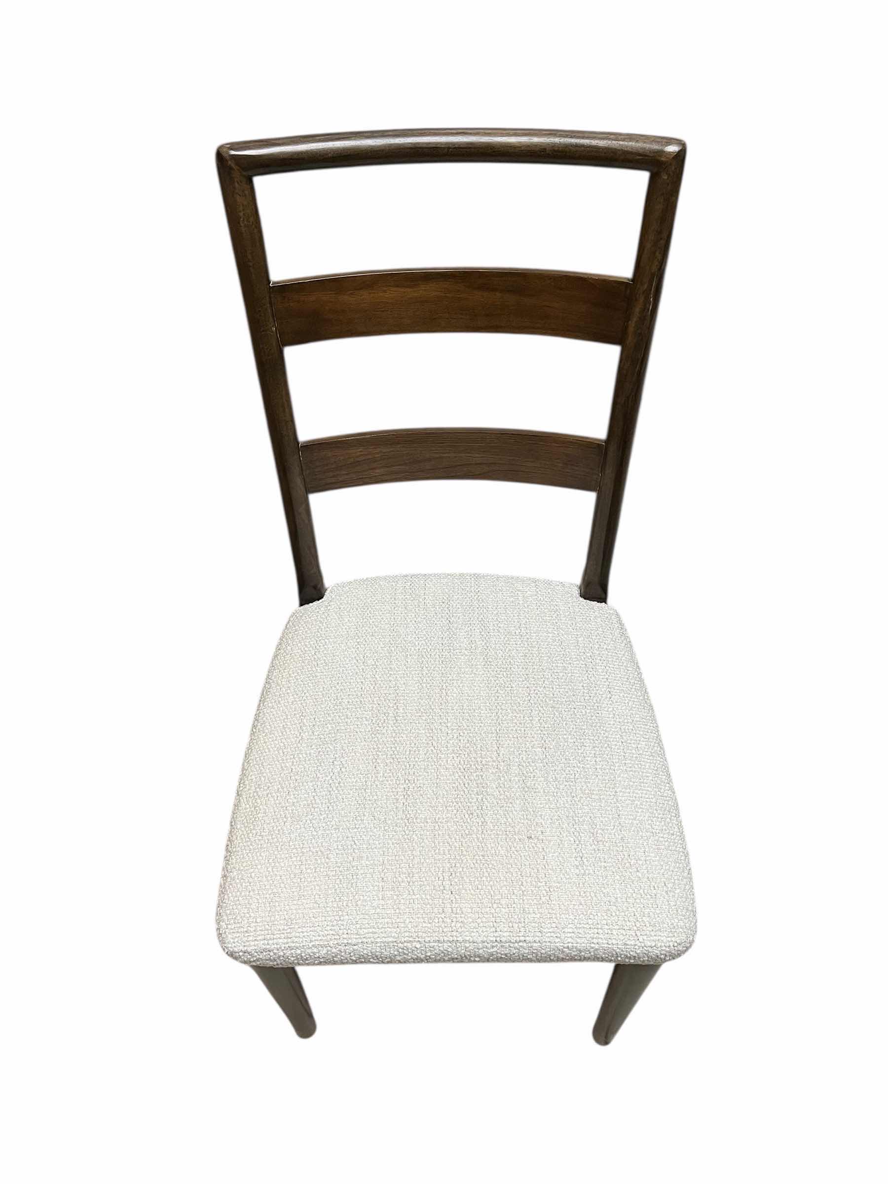 Photo 1 of $150.   BRIGHTON DARK BROWN WOOD FINISH OFF-WHITE TWEED CUSHION DINING ACCENT CHAIR 19.5” X 25” H38”